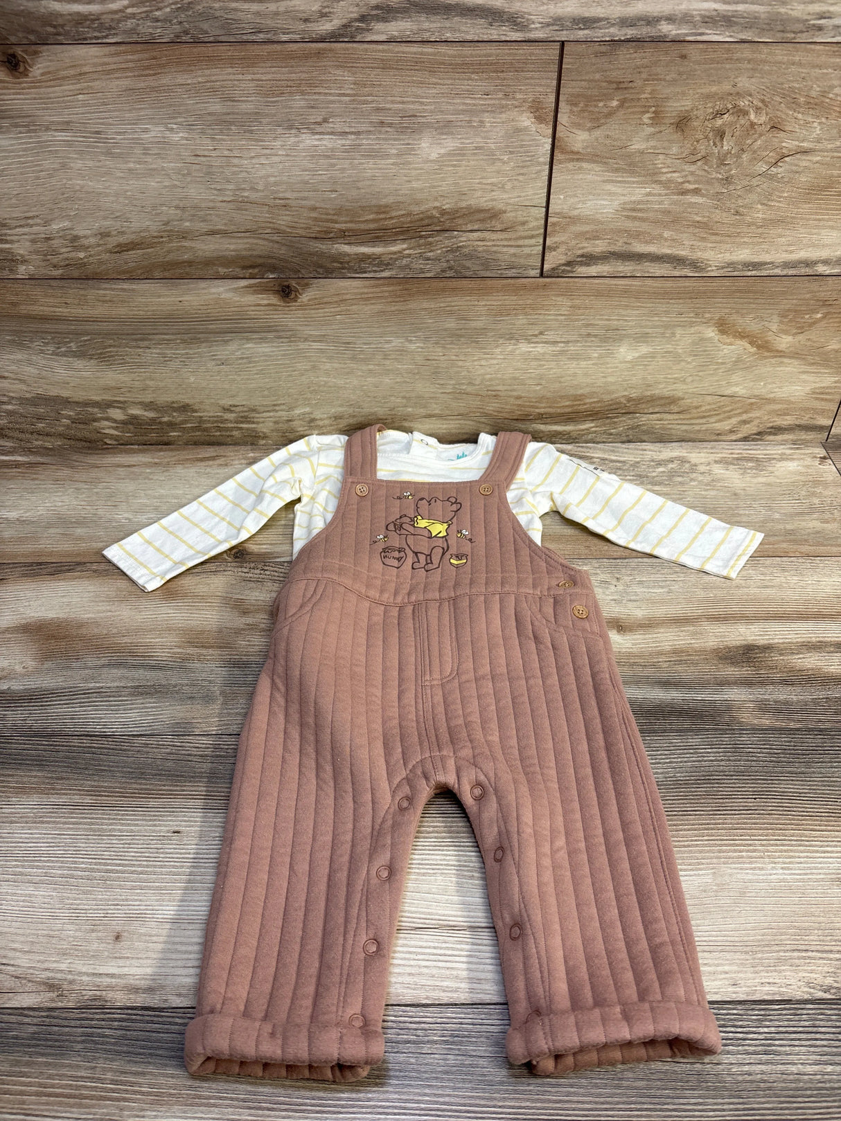 Disney Baby 2pc Winnie The Pooh Overalls Set White sz 12m