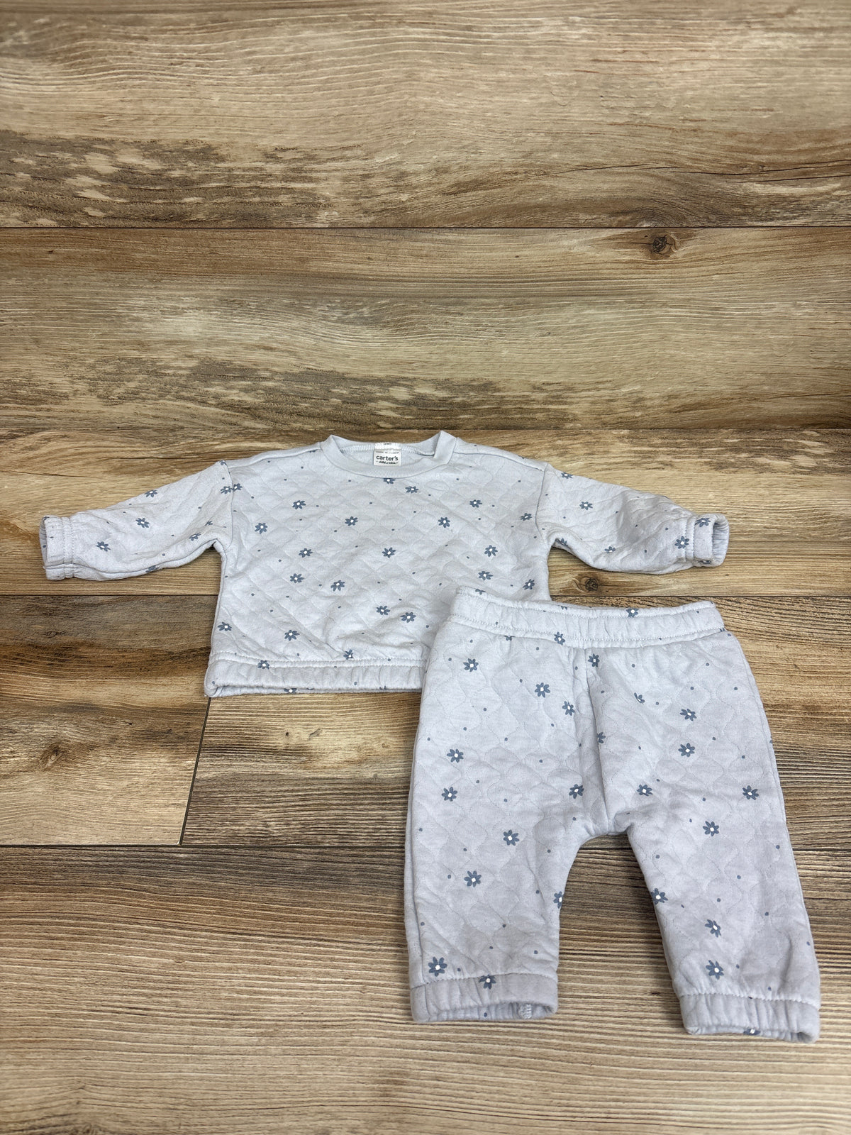 Child Of Mine 2pc Quilted Sweatshirt & Pants Set Blue sz 0-3m