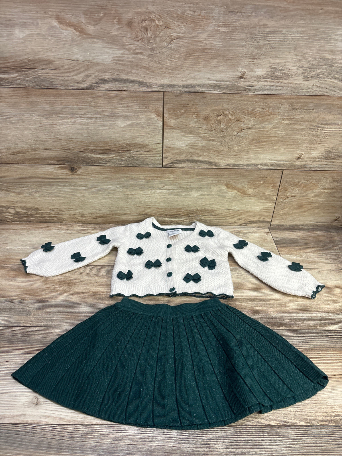 Haute Hippie 2pc Knit Cardigan & Skirt Set Ivory sz 18m