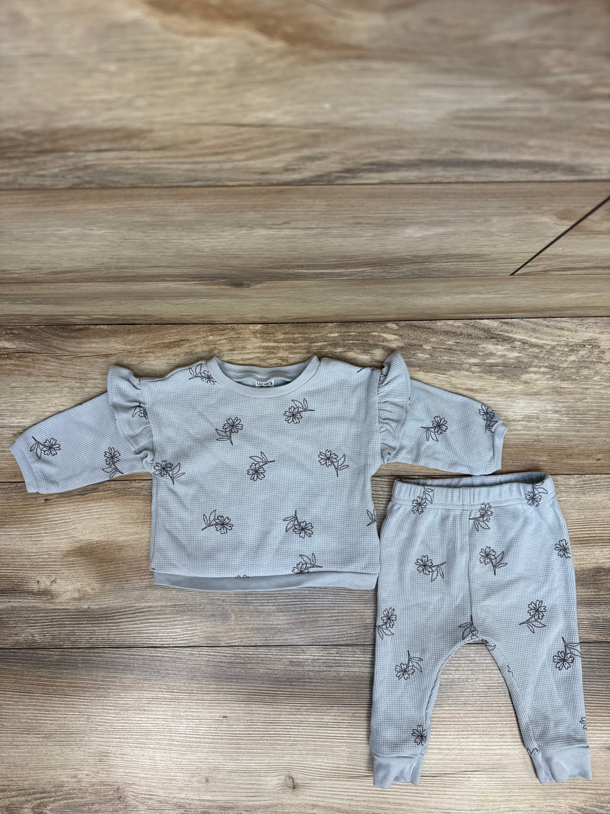 Child Of Mine 2pc Waffle Knit Shirt & Pants Set Blue sz 3-6m