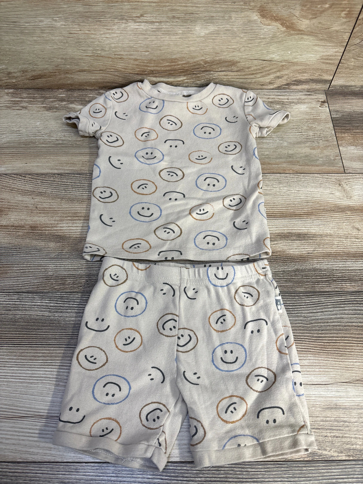 Rabbit + Bear Organic 2pc Pajama Set Beige sz 4T