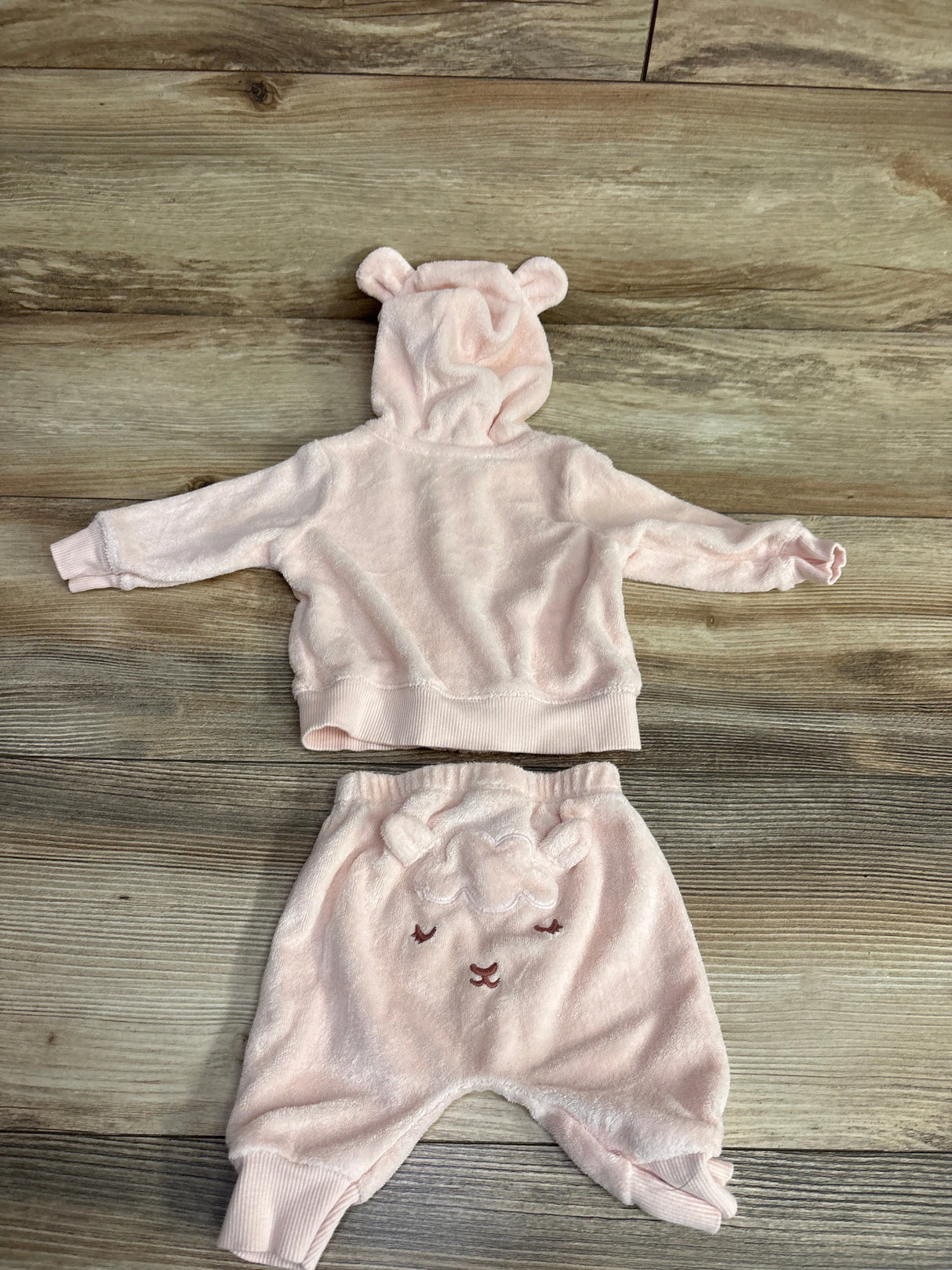 Carter's 2pc Terry Cloth Full Zip Hoodie & Pants Pink sz Newborn