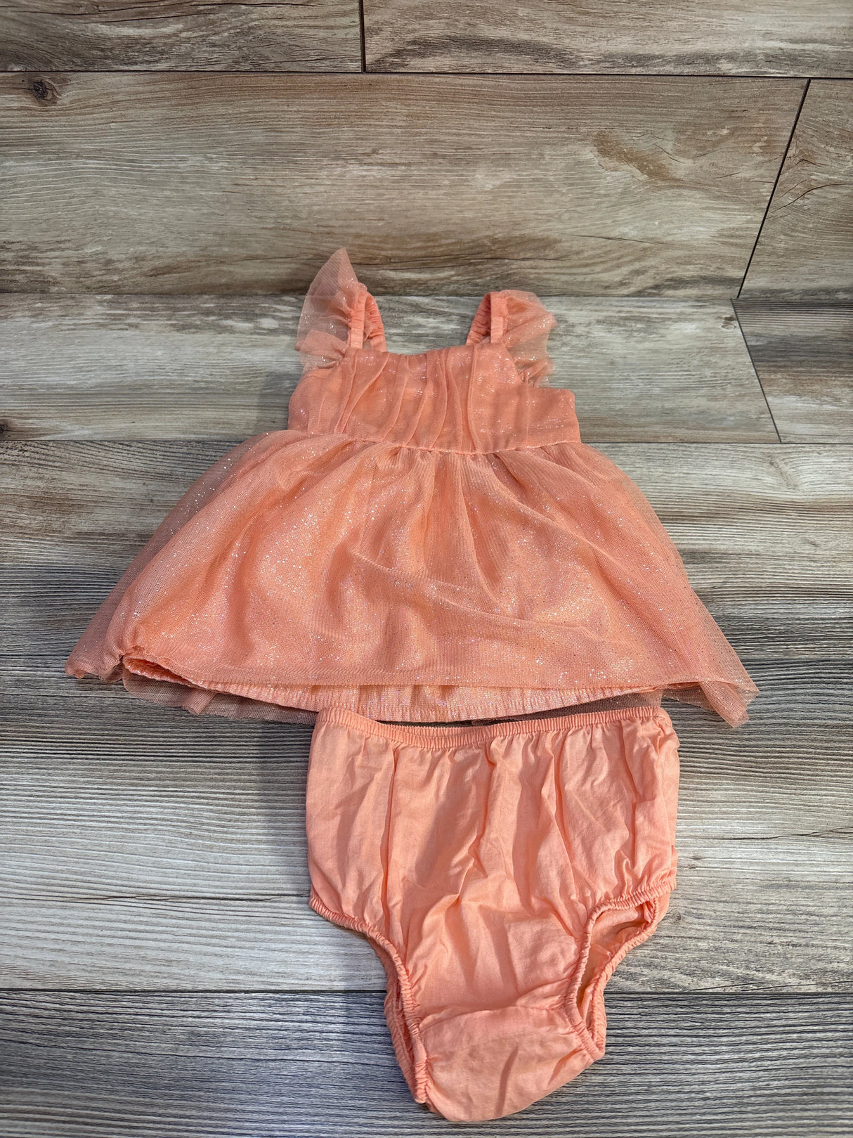 Cat & Jack 2pc Glitter Tank Dress & Bloomers Orange sz 12m - Me n Mommy To Be