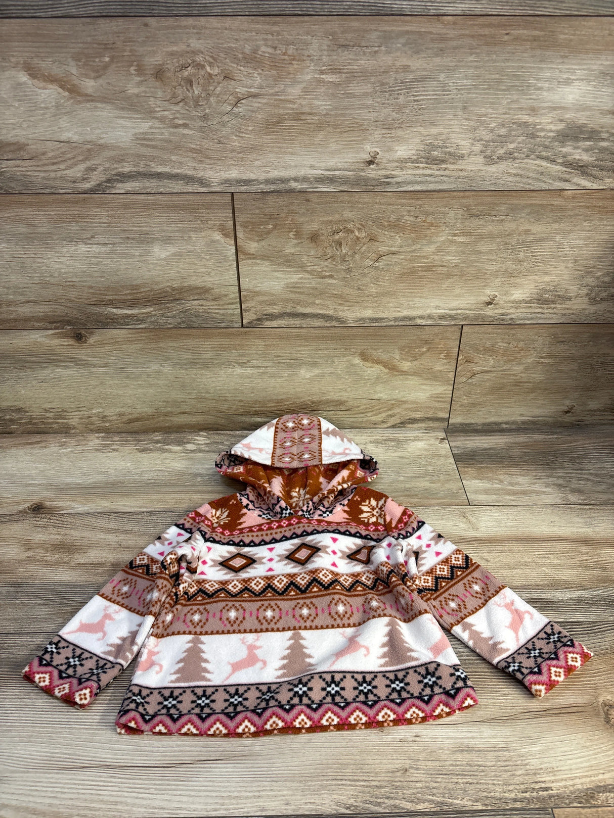 Children's Place Pattern Glacier Microfleece Hoodie Brown sz 18-24m