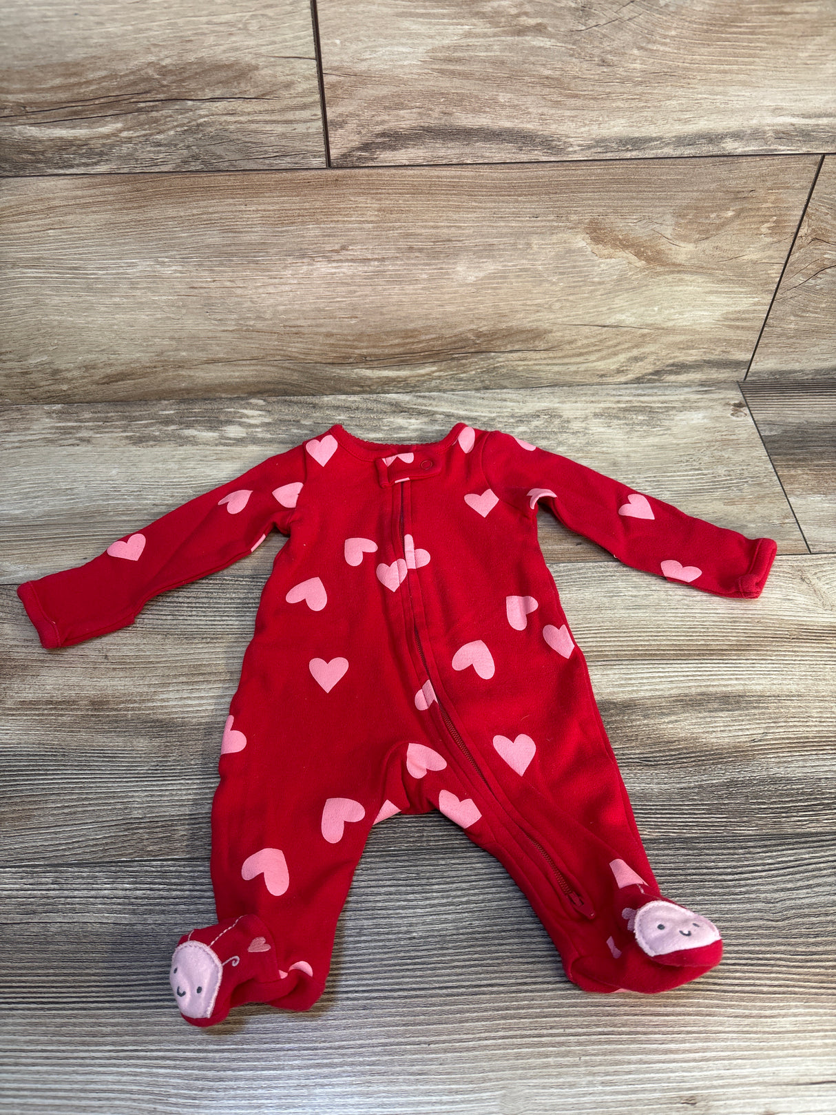 Just One You Heart Print Sleeper Red sz Newborn