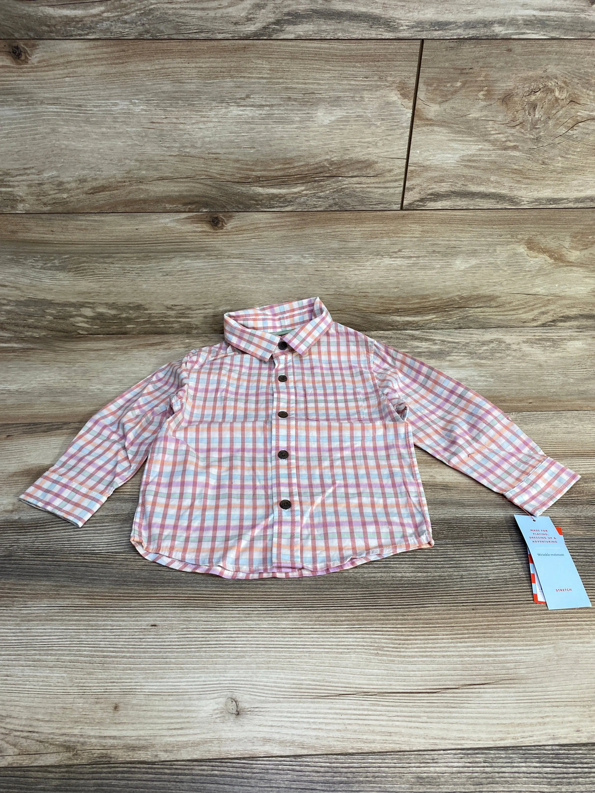 NEW Cat & Jack Plaid Button-Up Shirt Pink sz 2T - Me n Mommy To Be