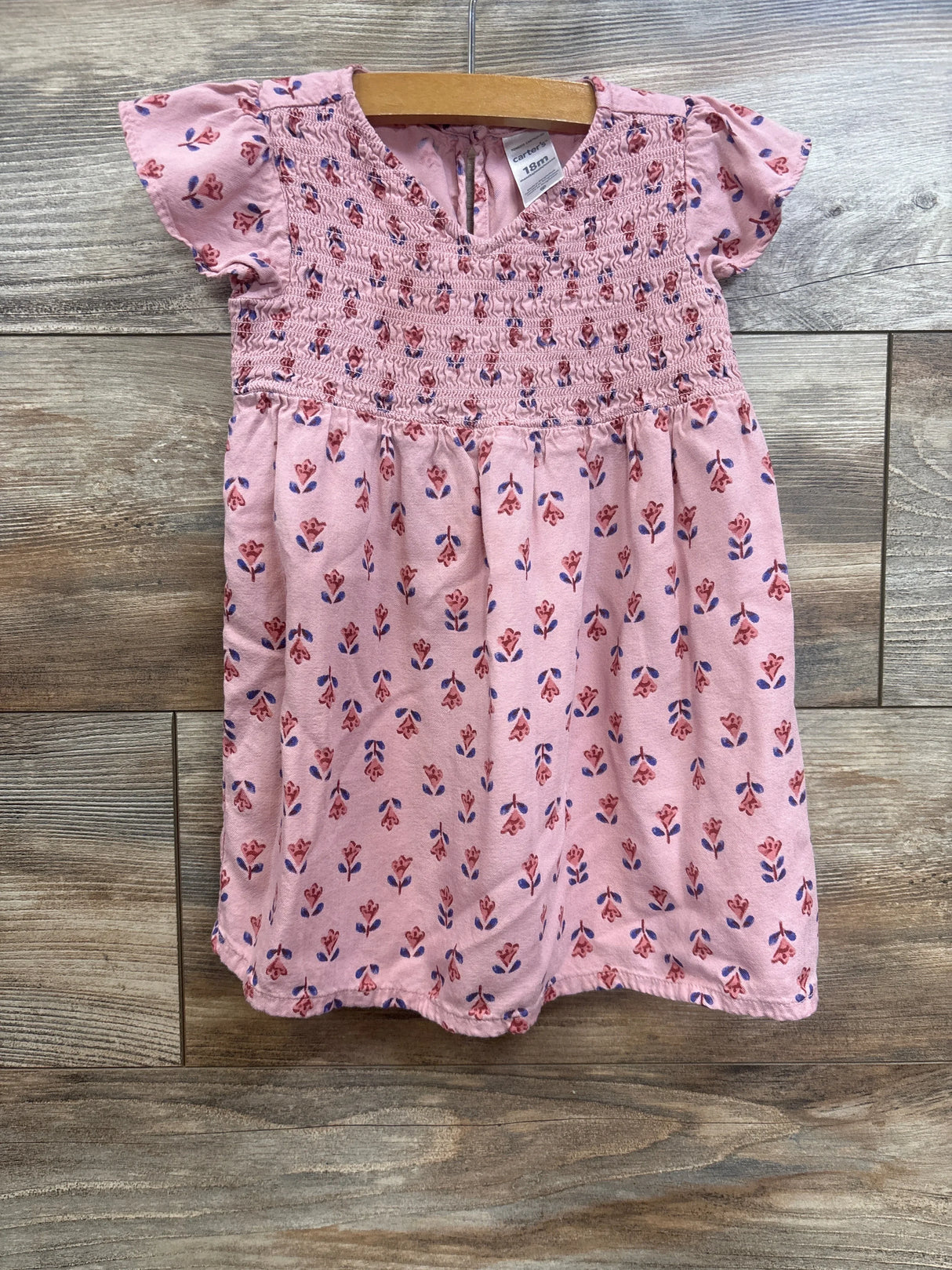 Carter's Floral Smocked Viscose Dress Pink sz 18m