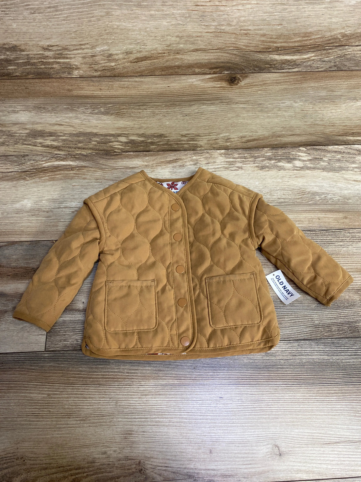 NEW Old Navy Quilted Snap-Front Jacket in Acacia sz 12-18m