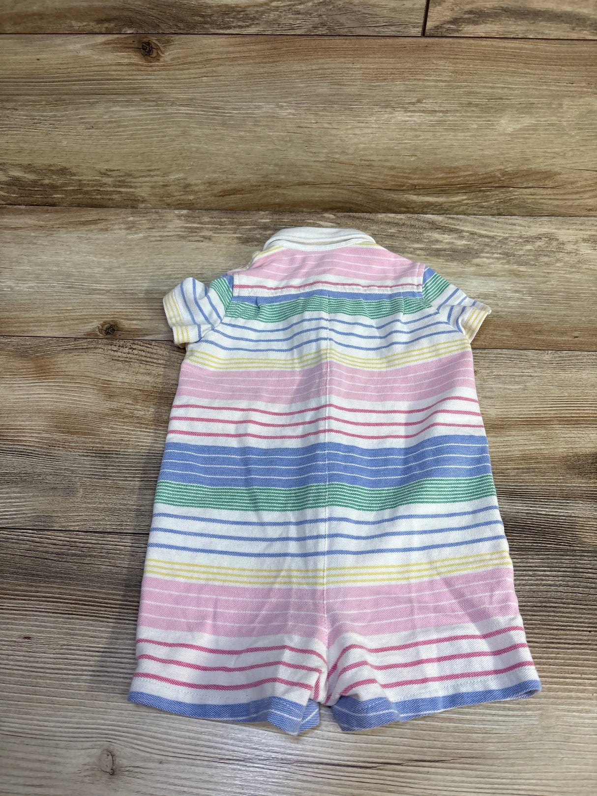 Ralph Lauren Striped Knit Oxford Button-Down Shortie Romper White sz 9m
