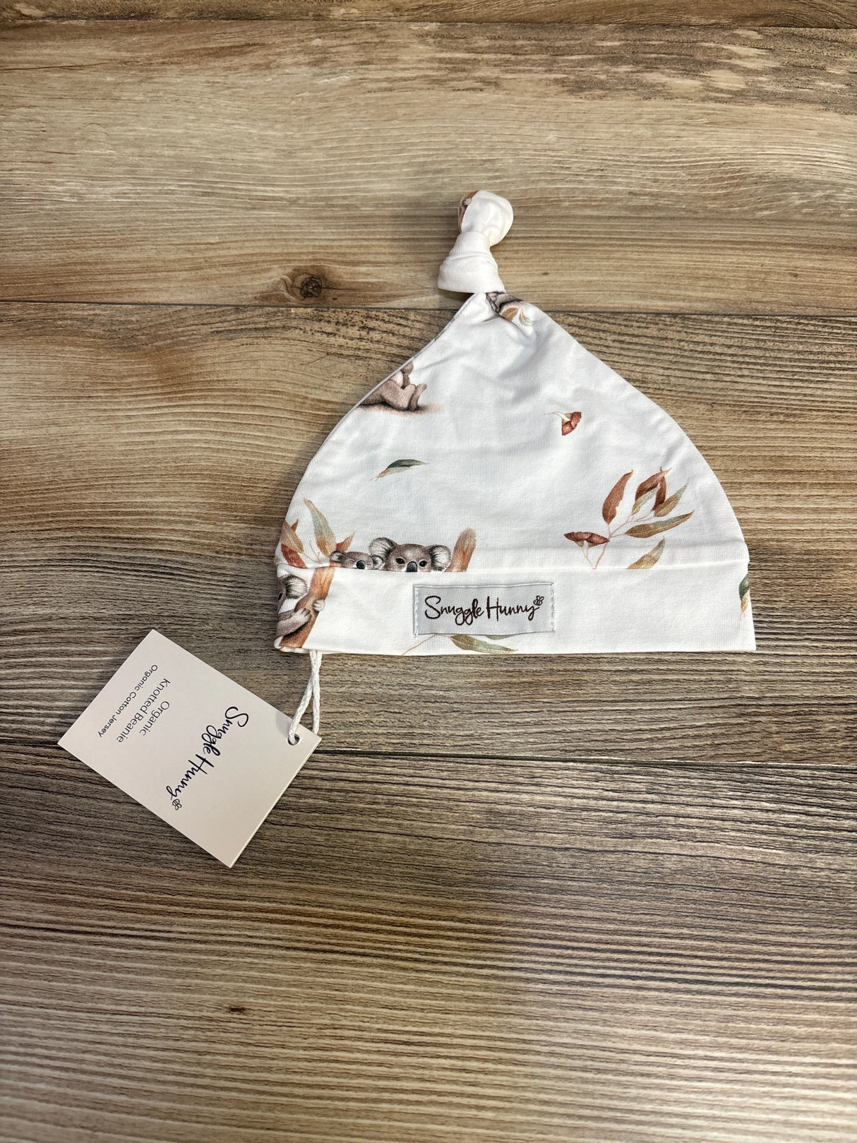 NEW Snuggle Hunny Koala Organic Knotted Beanie White sz 0-6m - Me n Mommy To Be