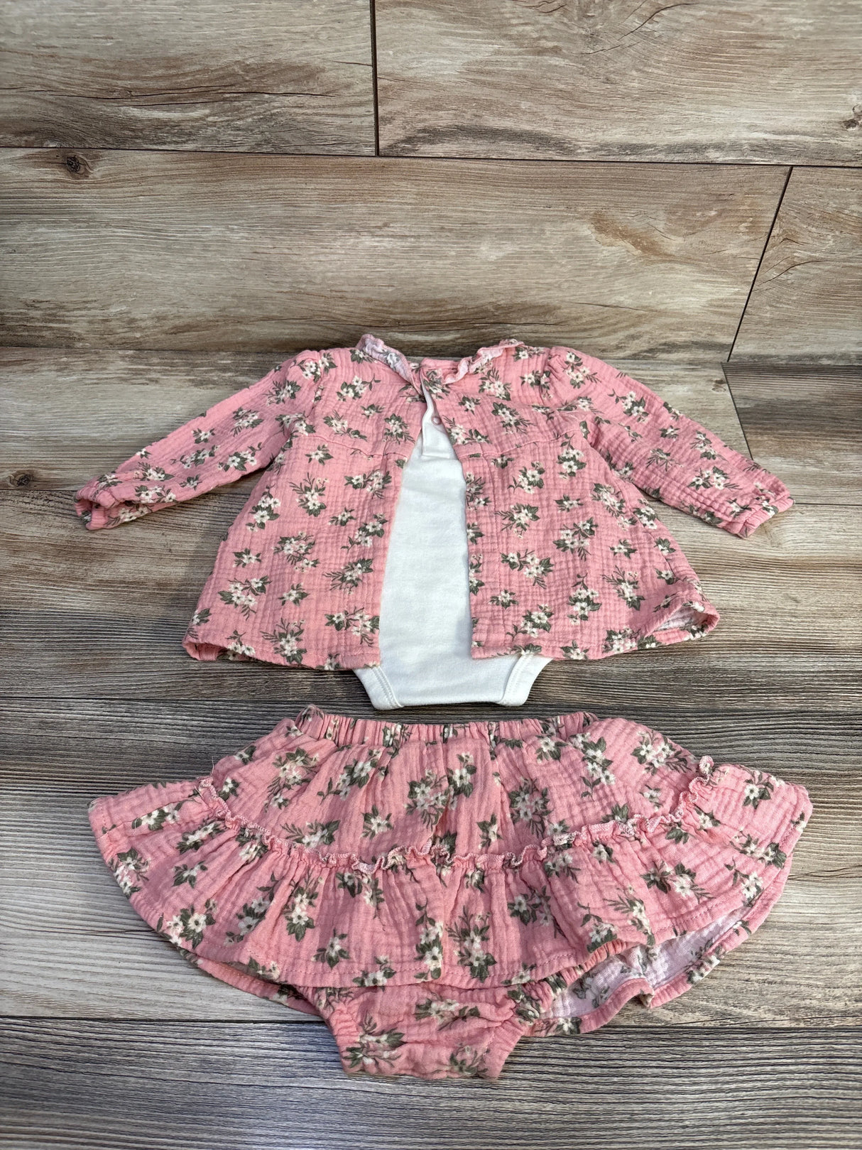 Nicole Miller 2pc Floral Bodysuit & Bloomers Pink sz 12m