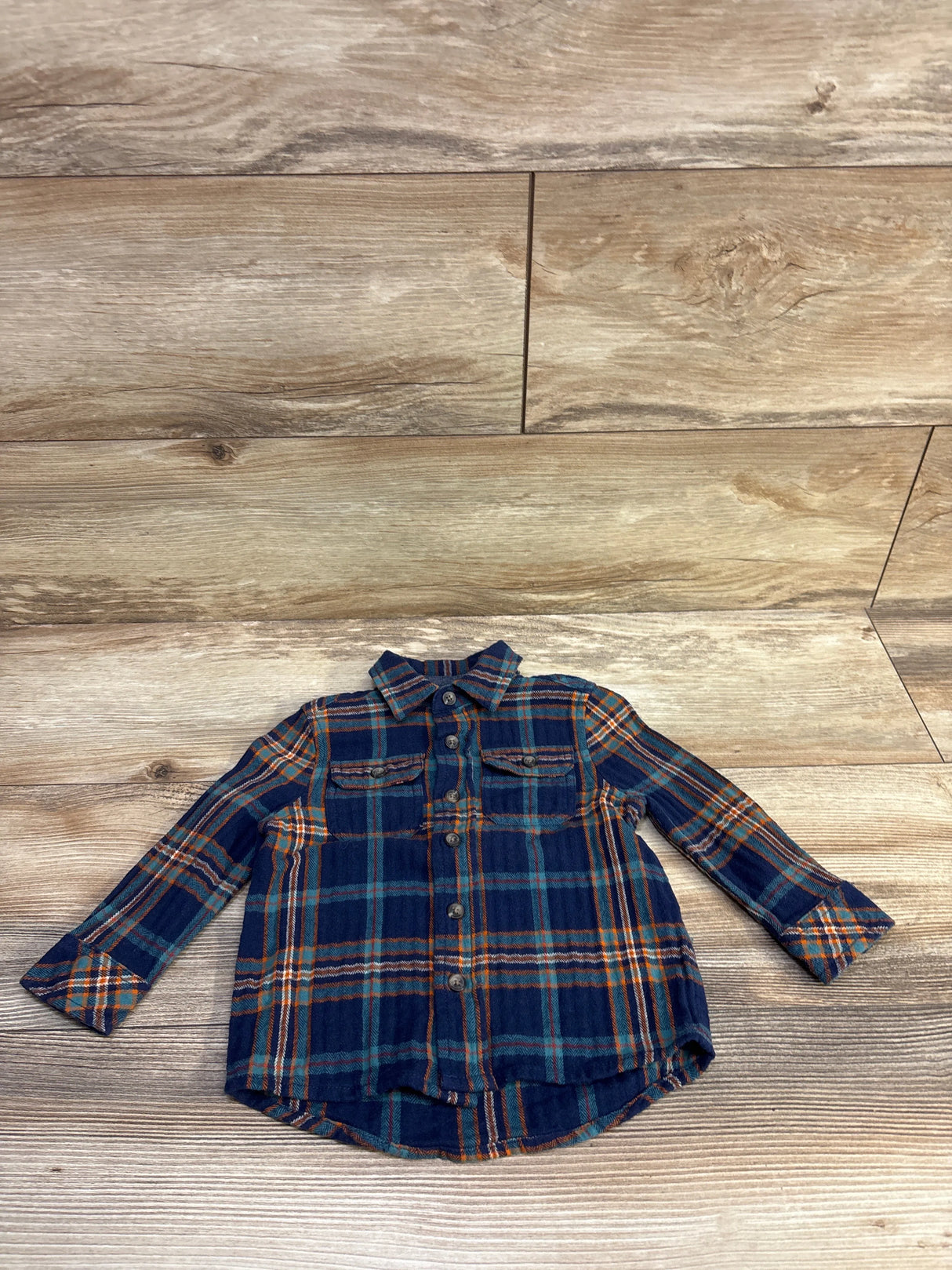 Dip Plaid Button-Up Flannel Navy sz 12-18m
