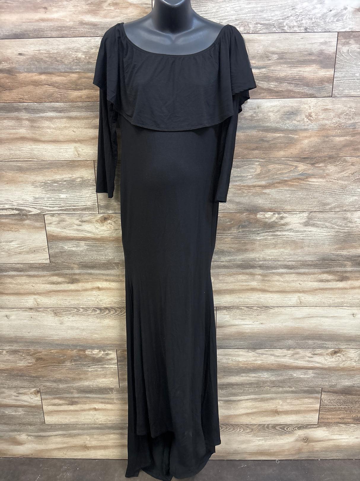 NEW Pinkblush Maternity Off Shoulder Long Sleeve Maxi Dress Black sz Large