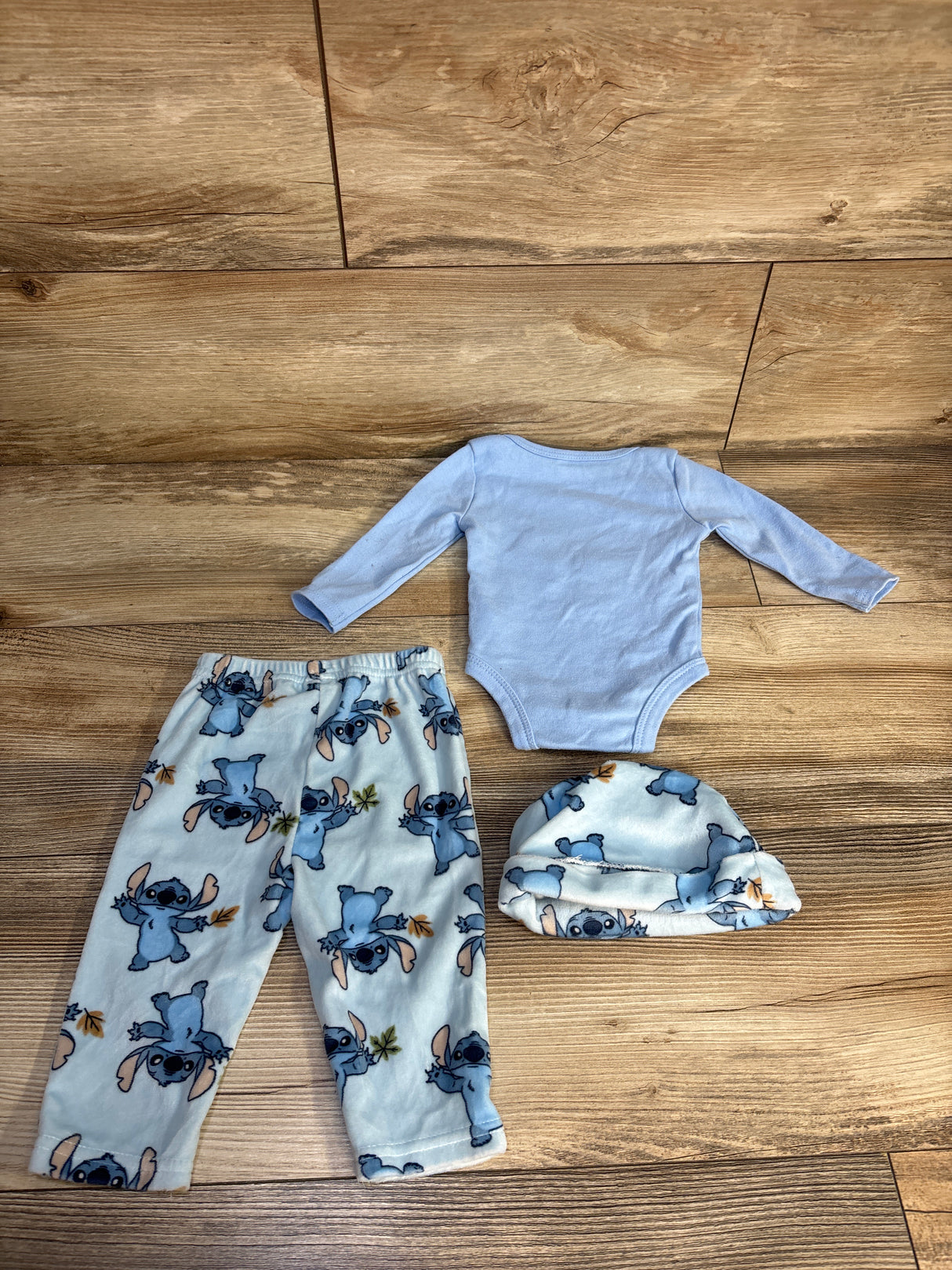Disney Baby 3pc Stitch Bodysuit, Pants, & Hat Set Blue sz 0/3m