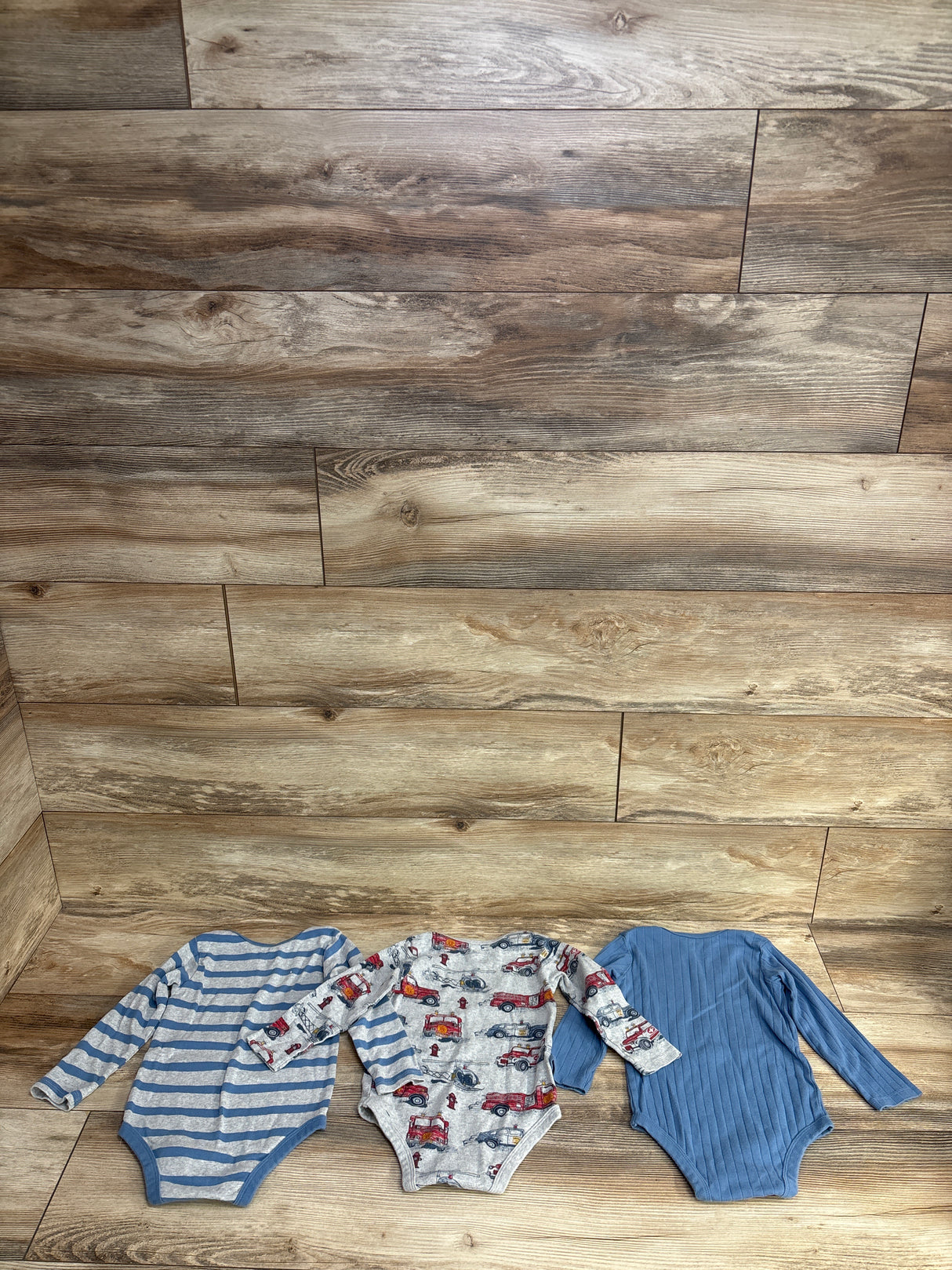 Member's Mark 3pk Ribbed Bodysuit Set Blue sz 24m