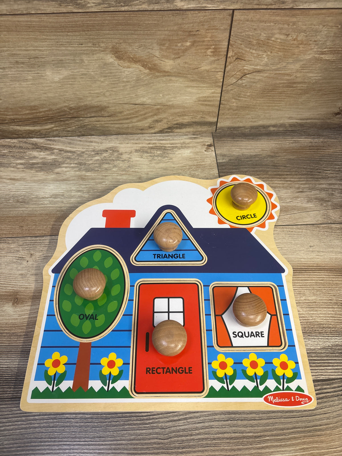 Melissa & Doug First Shapes Wooden Jumbo Peg Puzzle 5pc