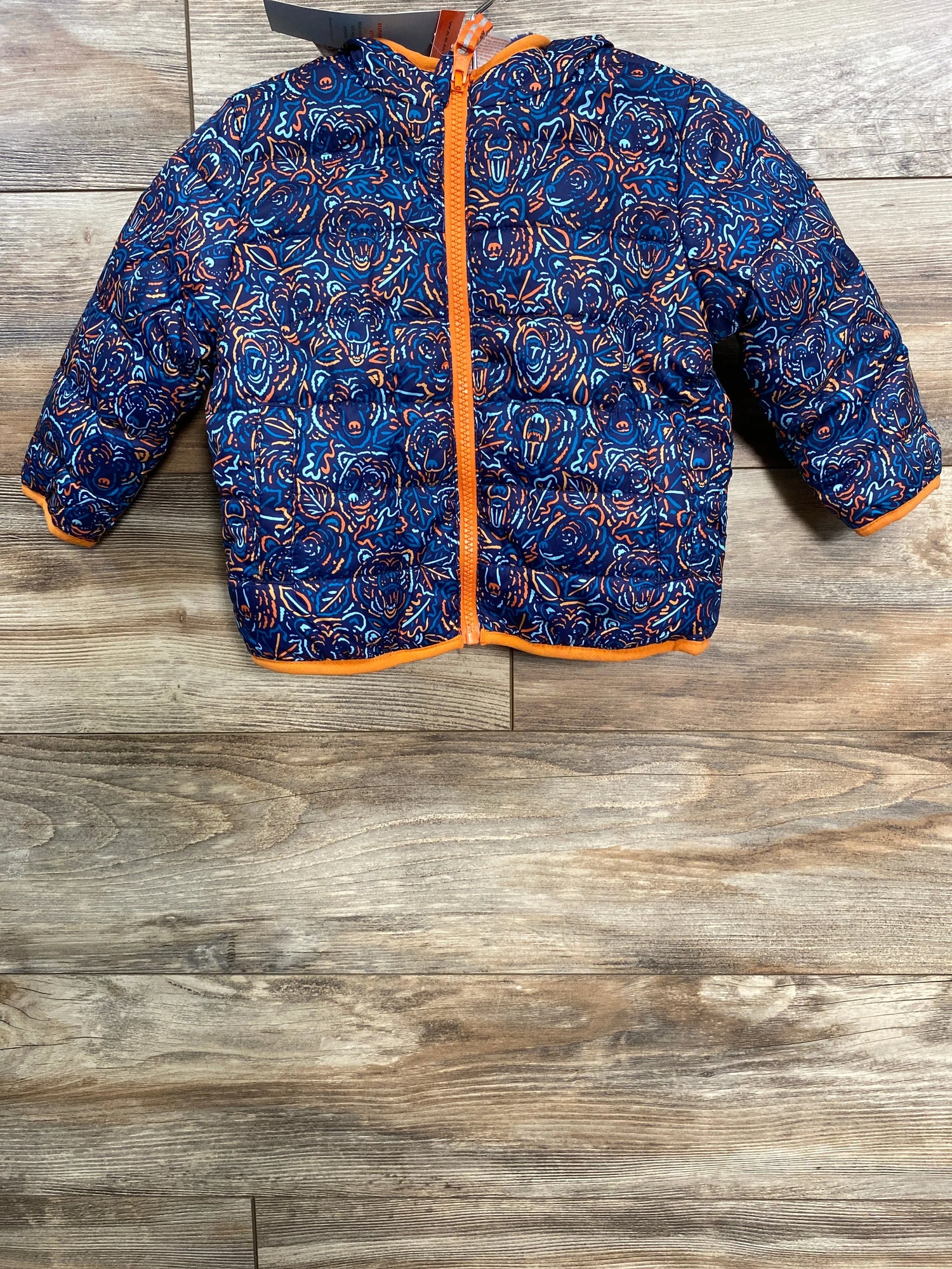 NEW Cat & Jack Reversible Bear Puffer Jacket Navy sz 18m