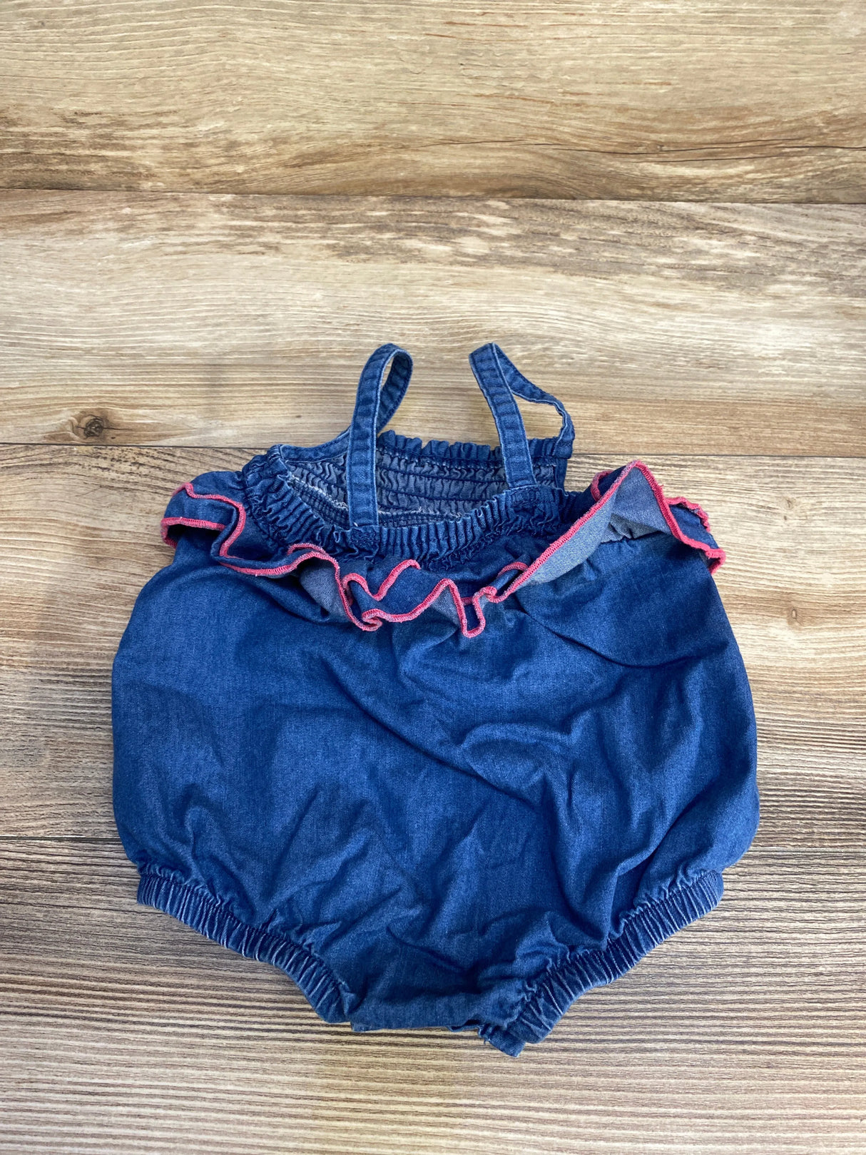 Cat & Jack Ruffle Chambray Romper Blue sz 0-3m - Me n Mommy To Be