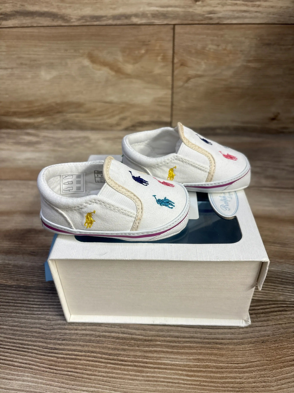 NEW Ralph Lauren Harbor Slip-On Oxfordcloth Crib Shoes White sz 3c