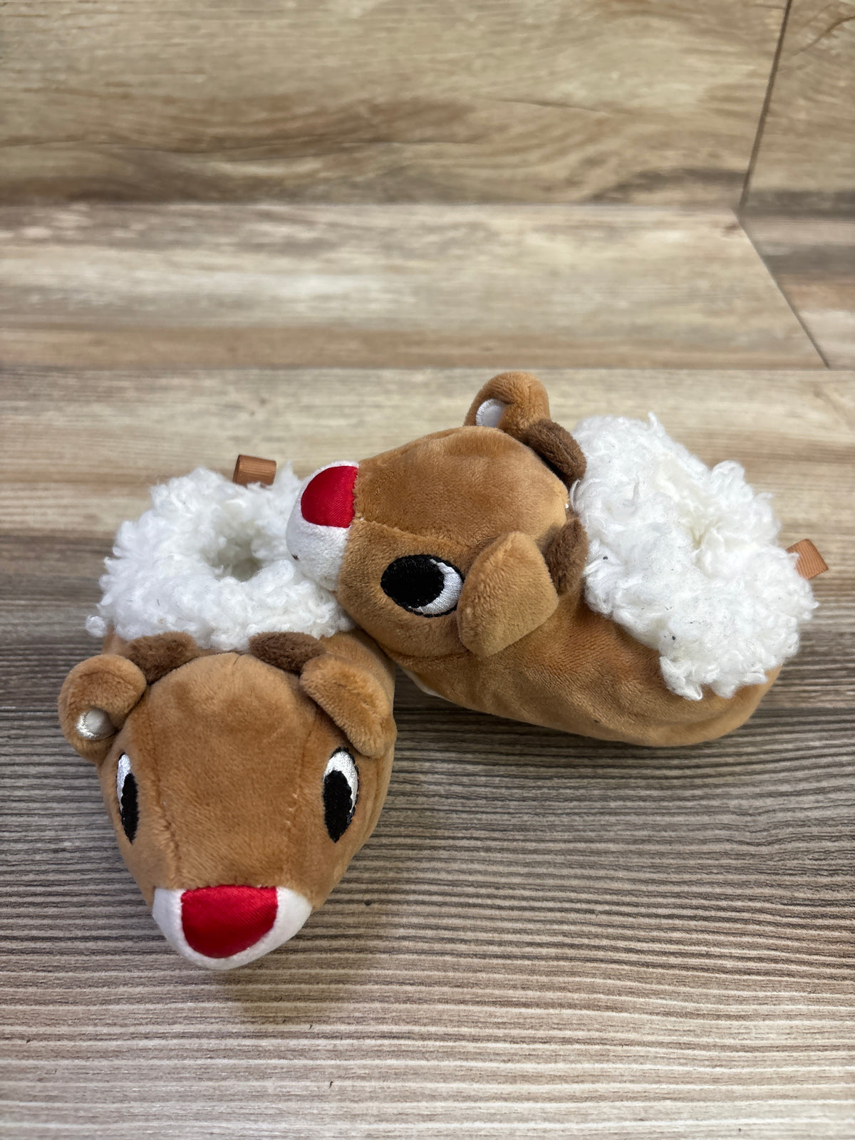 Rudolph the Red-Nosed Reindeer Plush Slippers Brown sz 2/3c