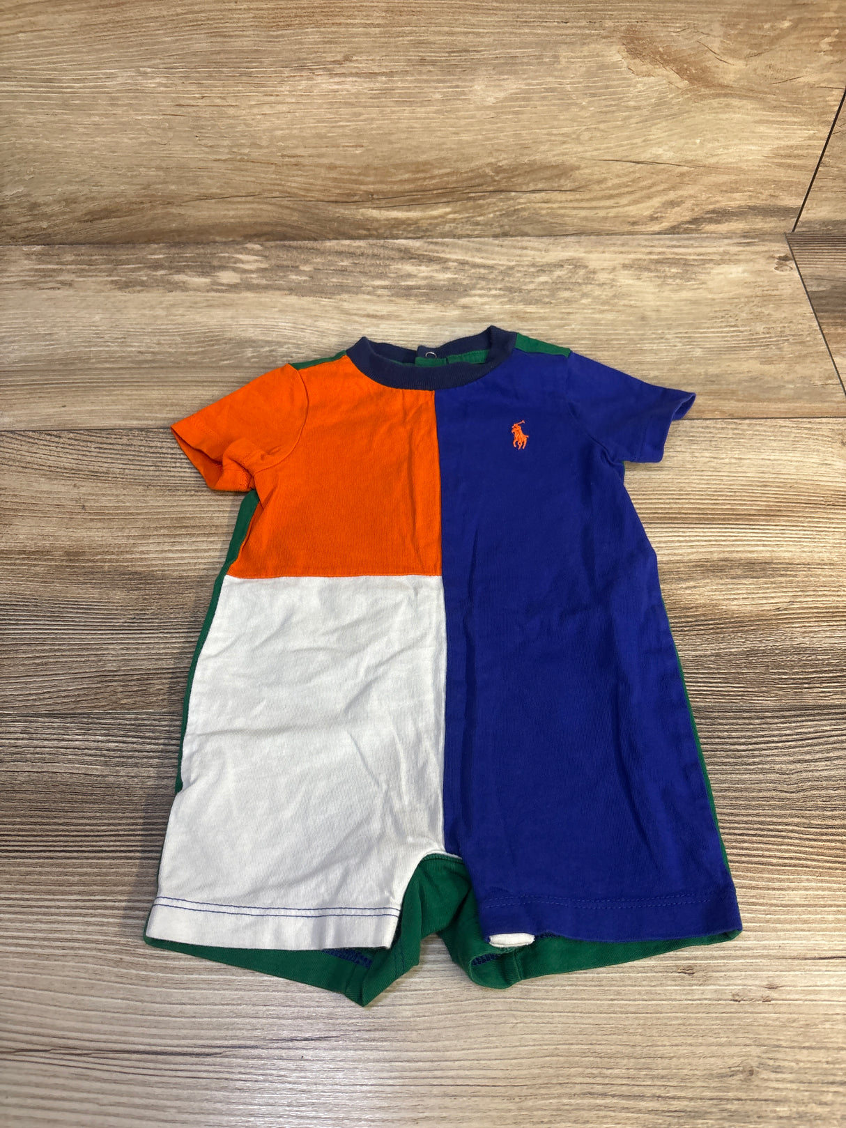 Ralph Lauren Soft Cotton Colorblock Shortie Romper Blue sz 3m