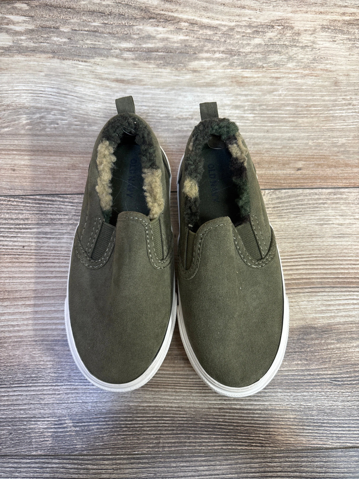 Old Navy Sherpa Lined Canvas Slip-On Sneakers, Green sz 9c