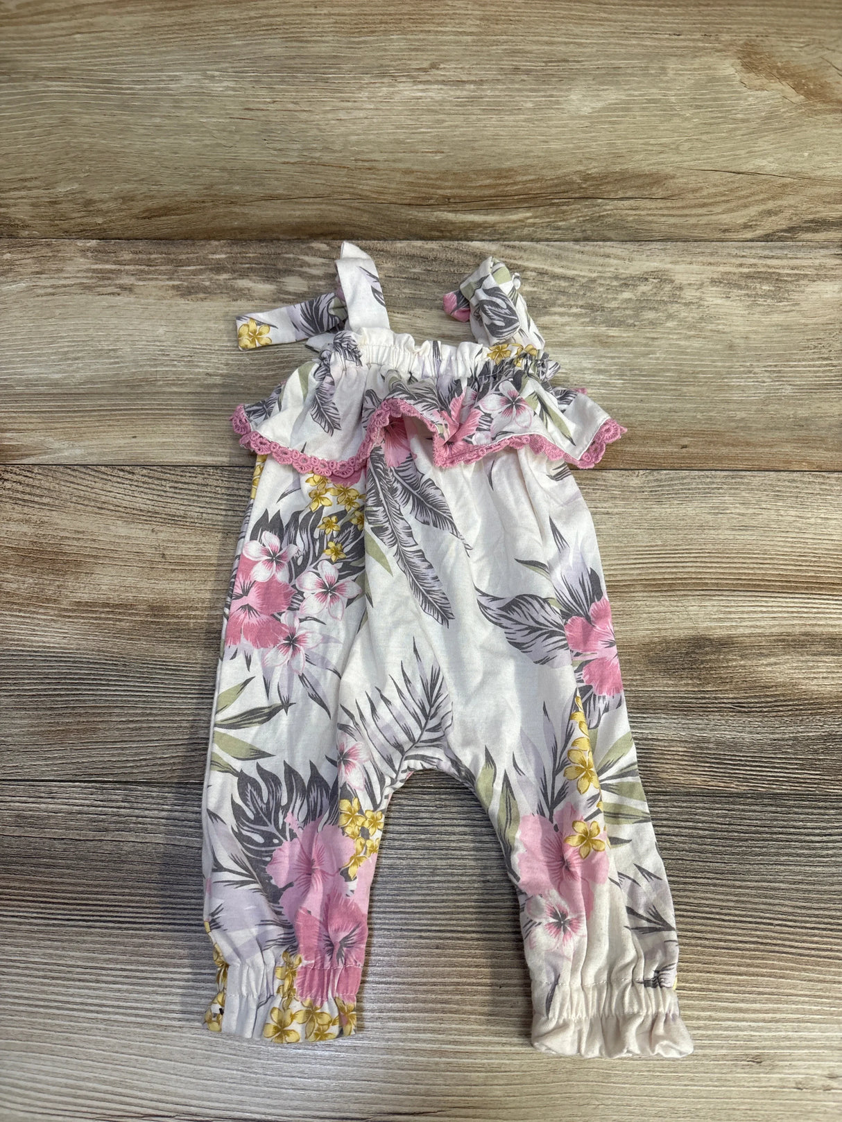Jessica Simpson Floral Sleeveless Romper White sz 0/3m