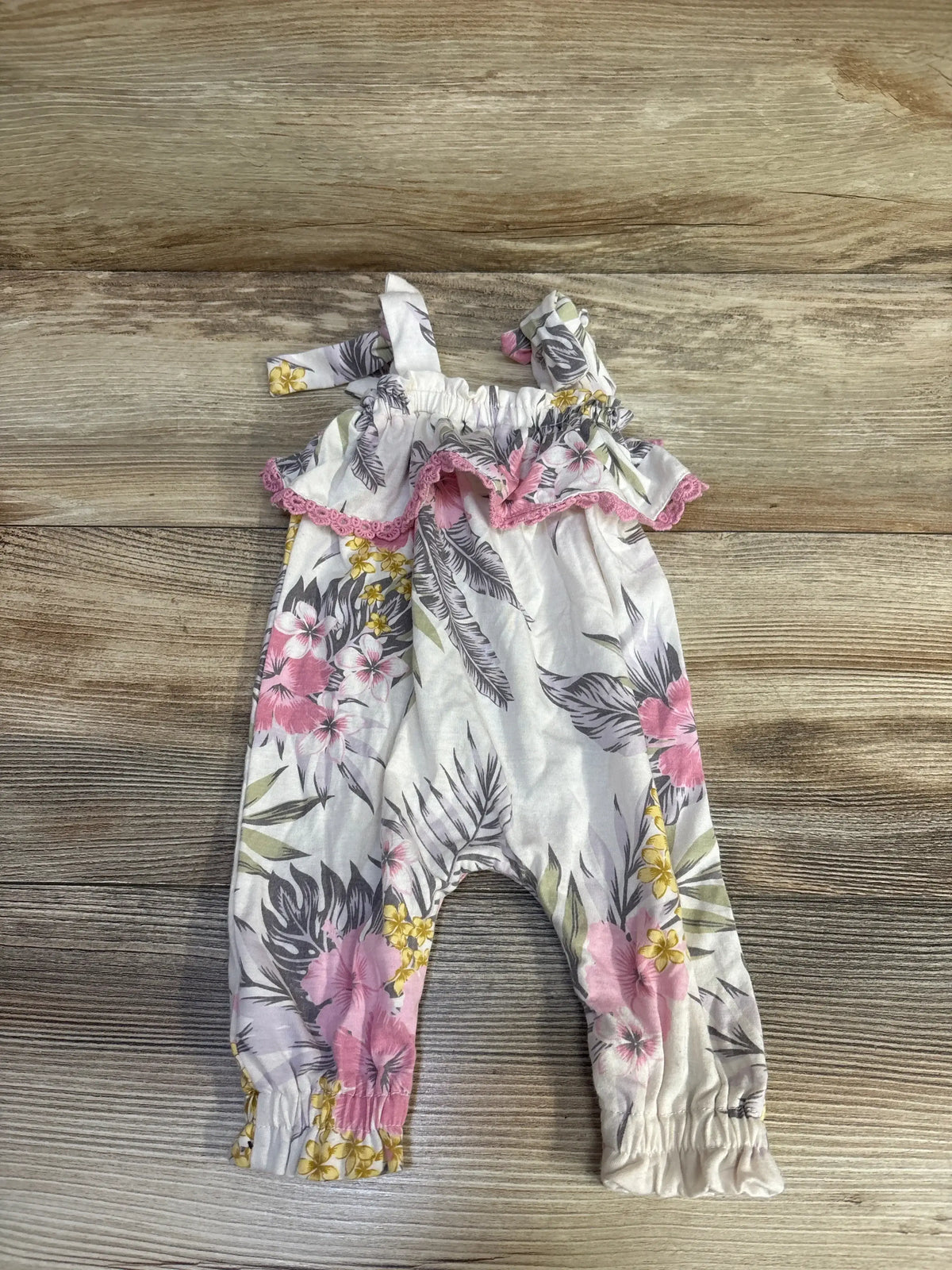 Jessica Simpson Floral Sleeveless Romper White sz 0/3m