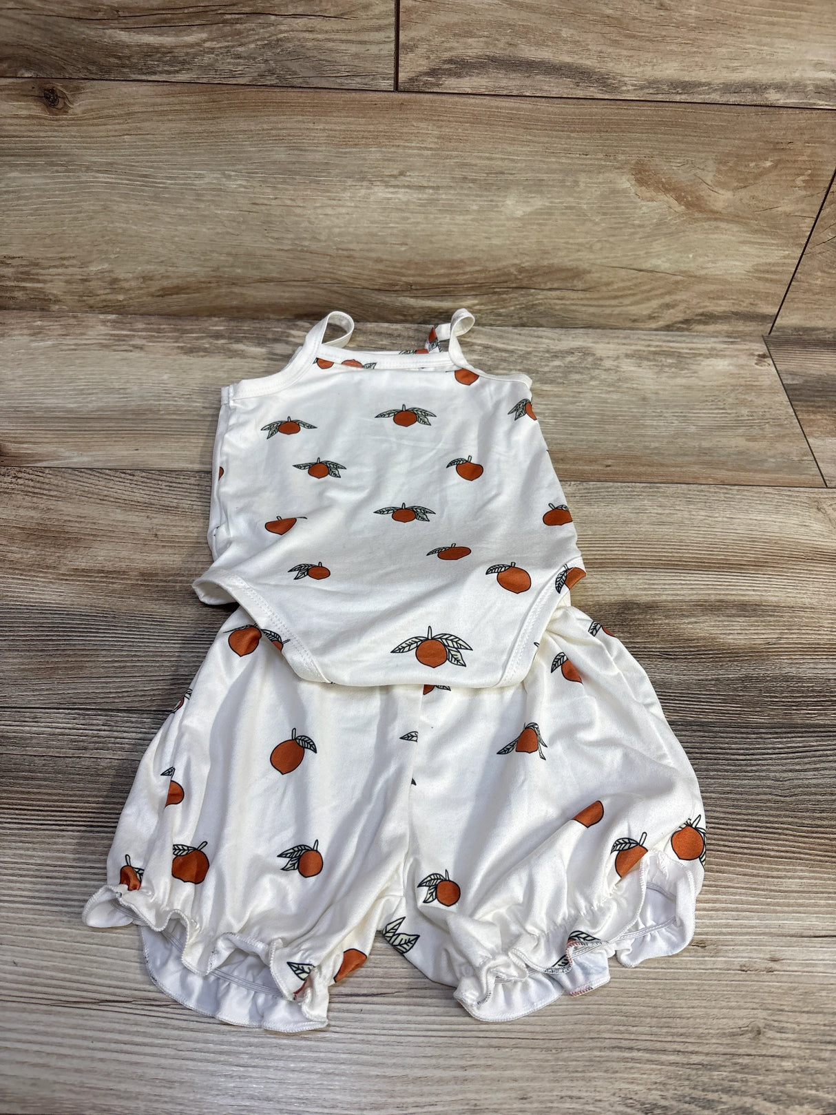 Shein 2pc Tank Bodysuit & Shorts Set Ivory sz 6-9m