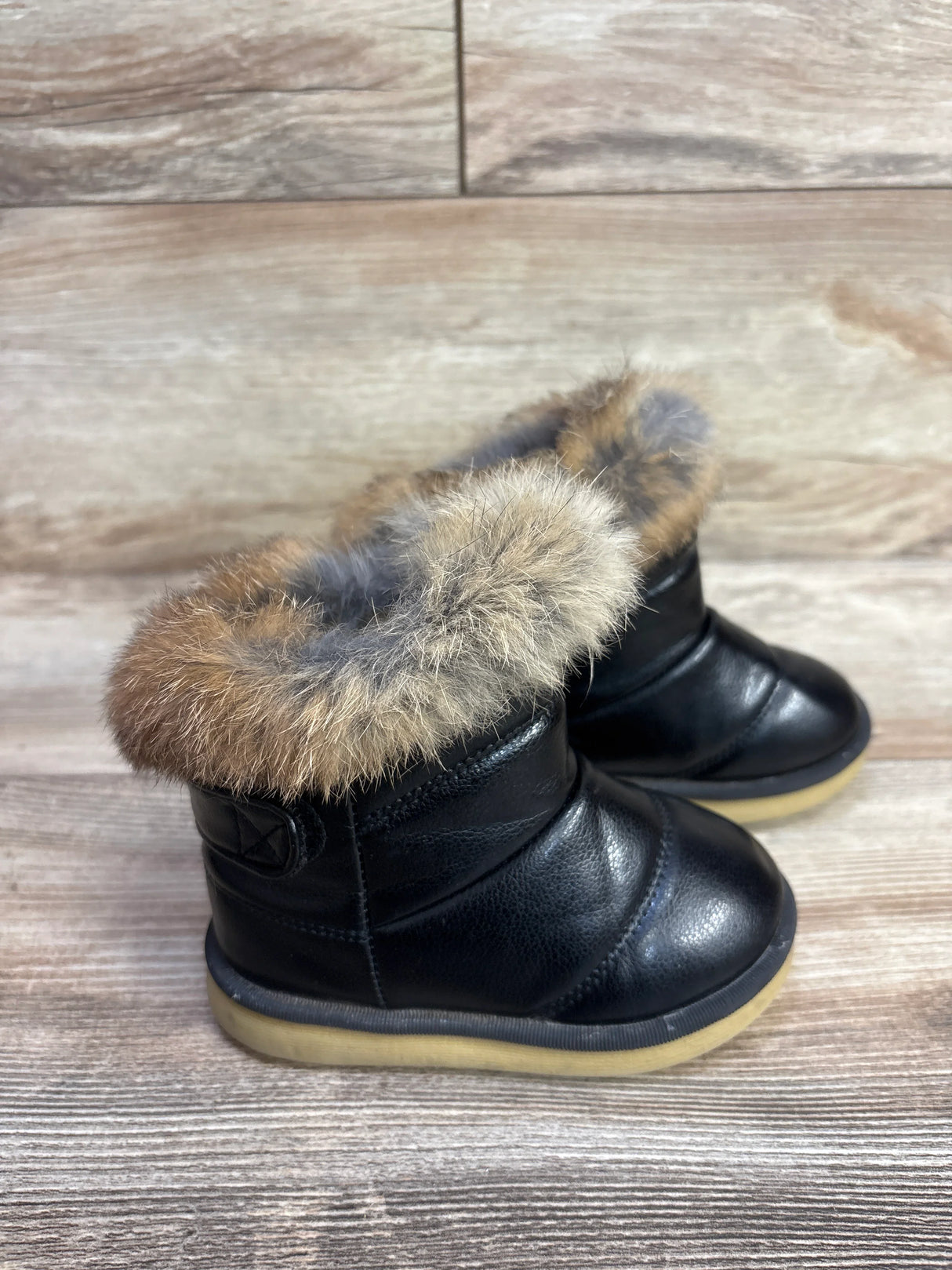 Comfy Kids Toddler Winter Boots With Faux Fur Trim Black Sz 8c