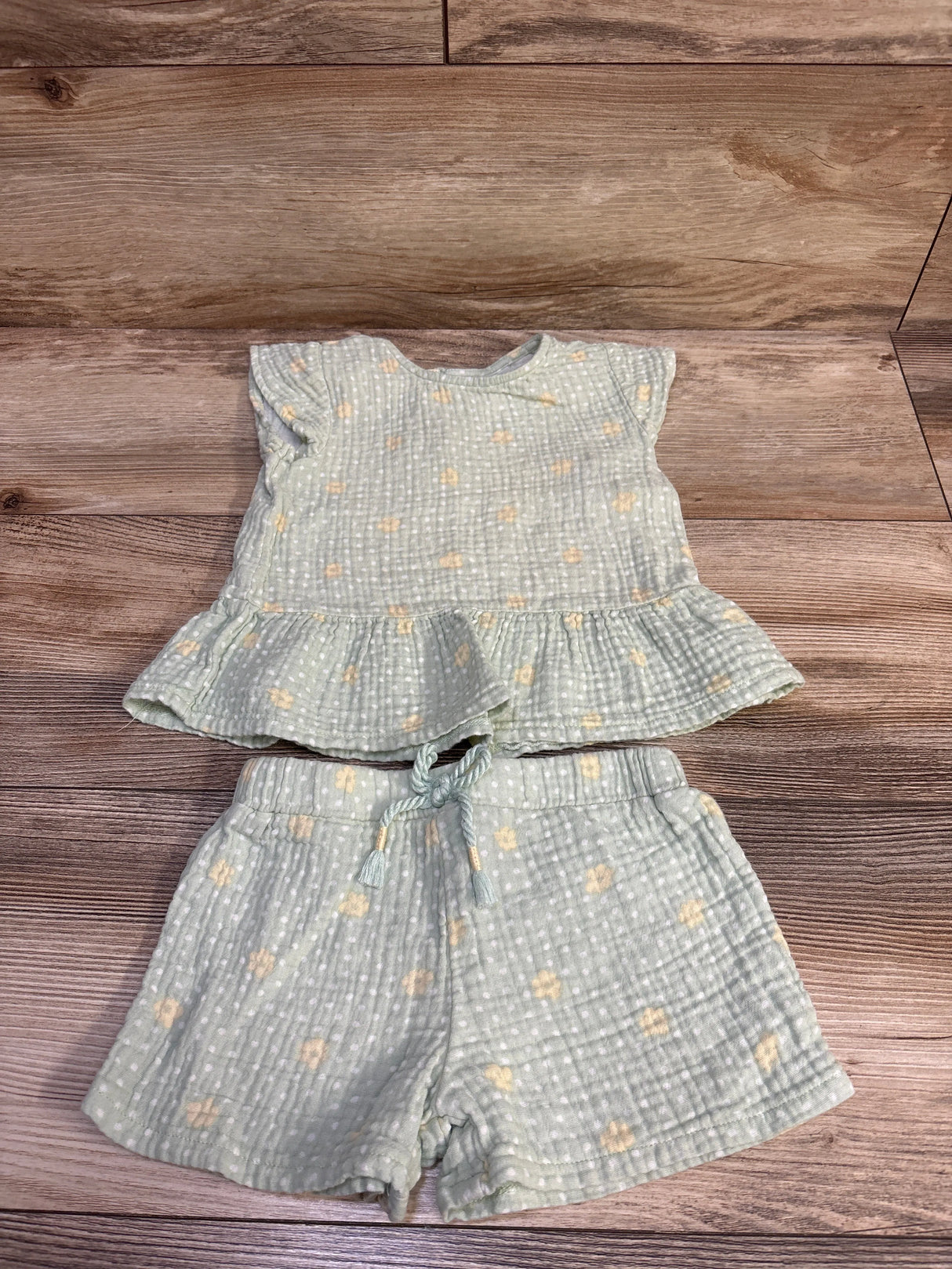 Member's Mark 2pc Gauze Playwear Set Green sz 2T