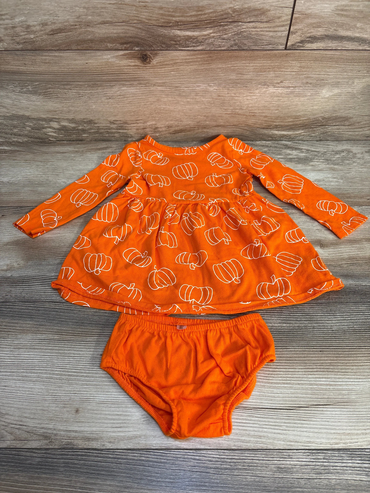 Cat & Jack 2pc Pumpkin Print Dress & Bloomers Orange sz 18m - Me n Mommy To Be
