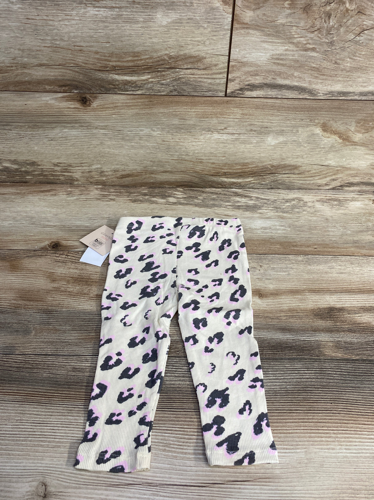 NEW Grayson Mini Leopard Print Ribbed Leggings Cream sz 18m