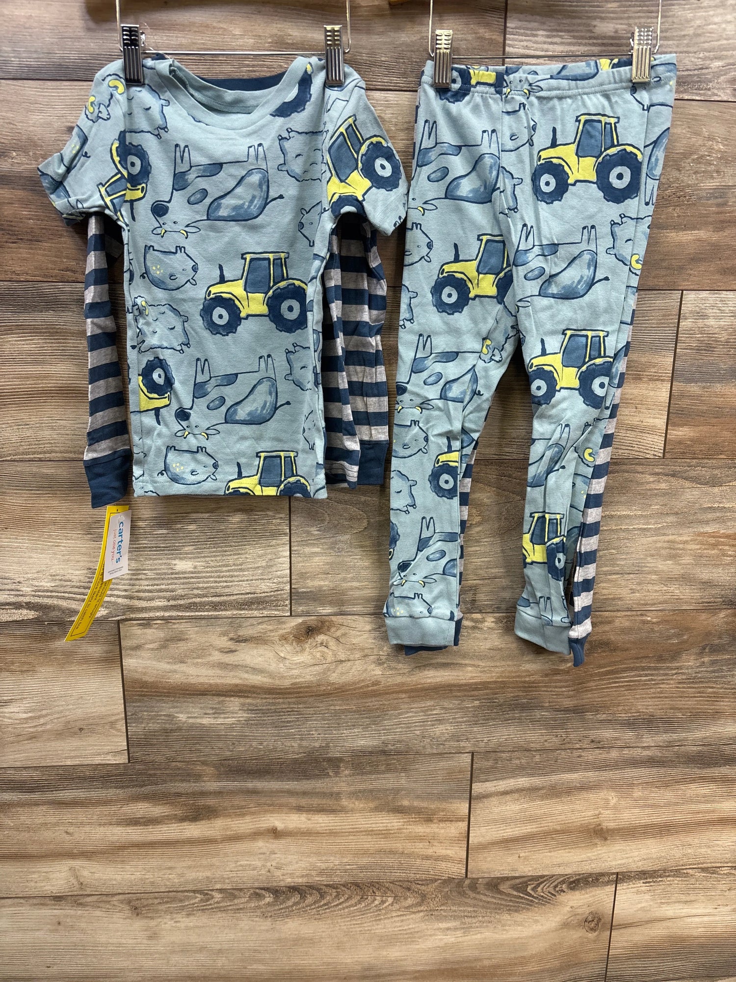NEW Just One You 4pc Pajama Set Farm Tractors Blue sz 5T