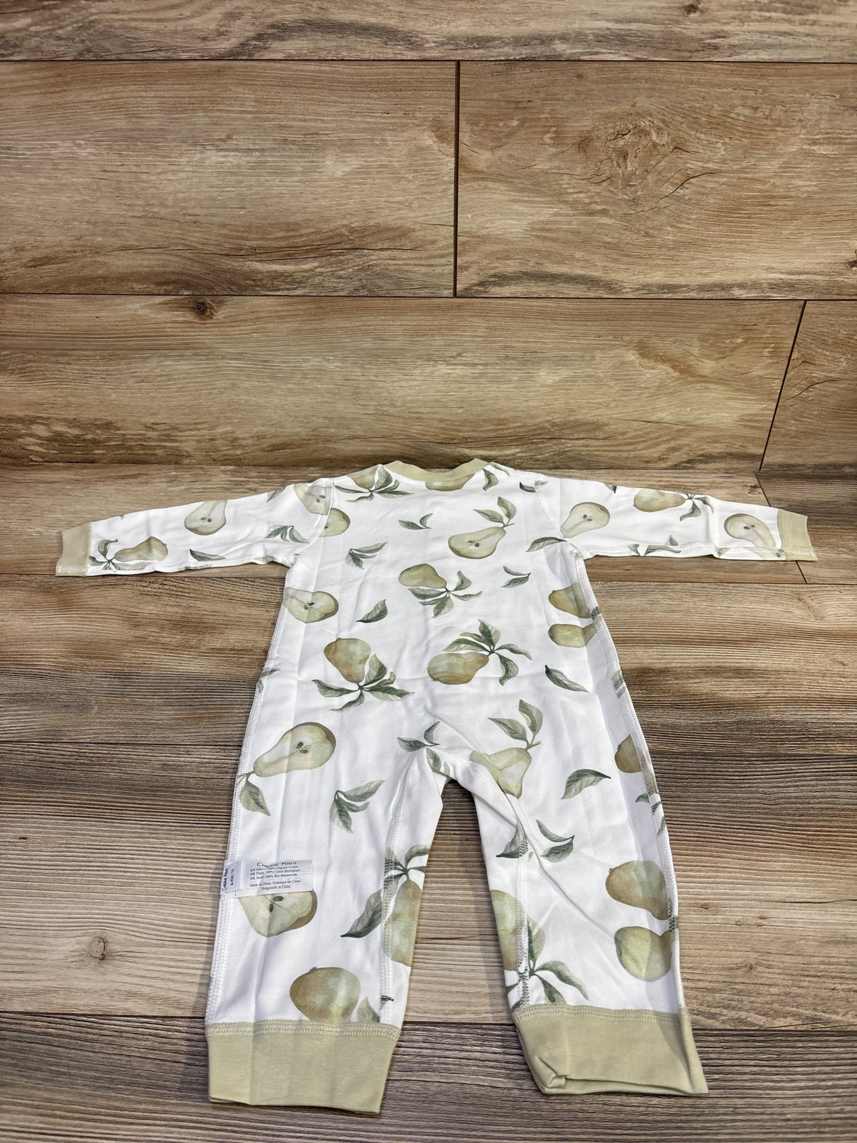 NWOT Cherie Kids Pear Print Snap Coverall White sz 6-9m
