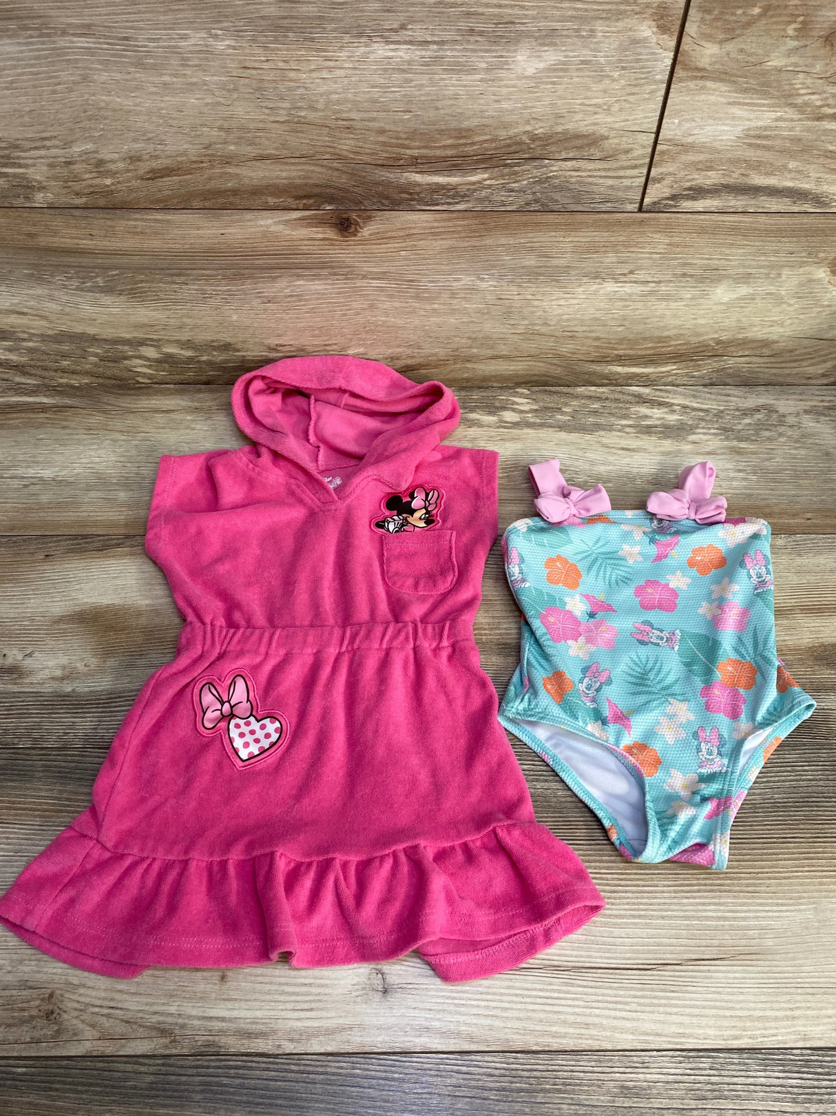 Disney Junior Minnie Mouse 2pc Swimsuit & Cover Up Set Pink sz 18m - Me n Mommy To Be