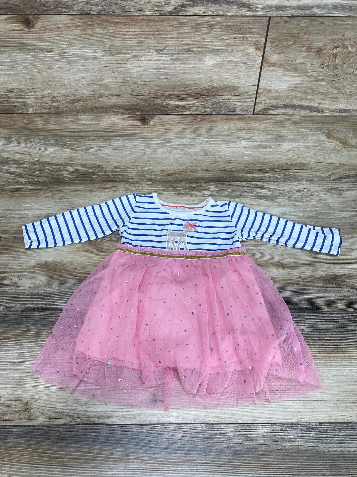 Striped Tulle Dress White/Pink sz 12m - Me n Mommy To Be