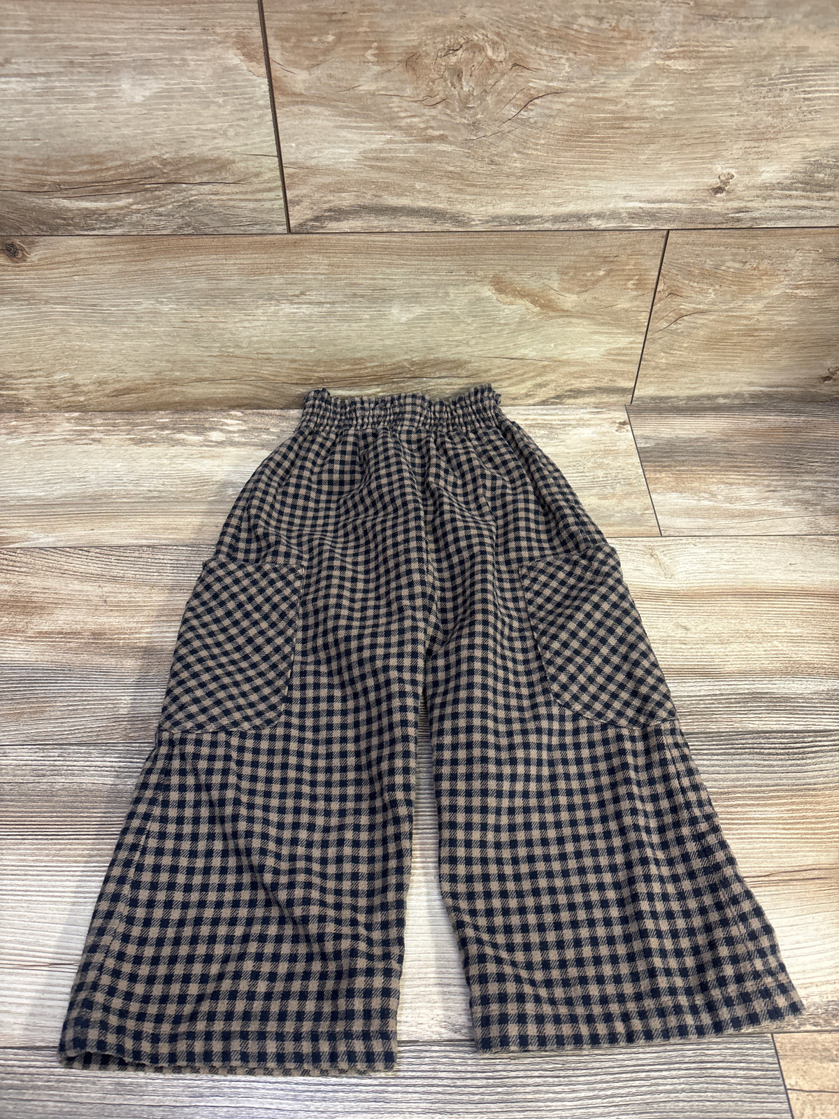Zara Gingham Pull-On Trousers Brown sz 5-6T