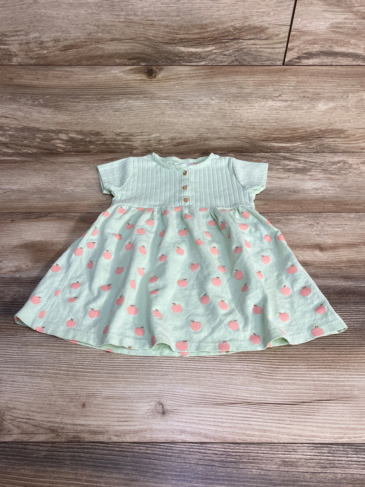 Zara Henley Apple Print Dress Green sz 12-18m - Me n Mommy To Be