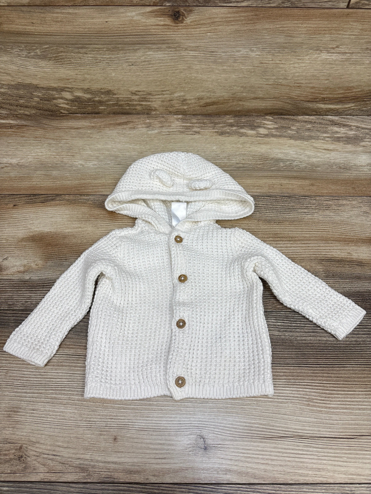 Carter's Knit Button-Up Hooded Cardigan White sz 3m