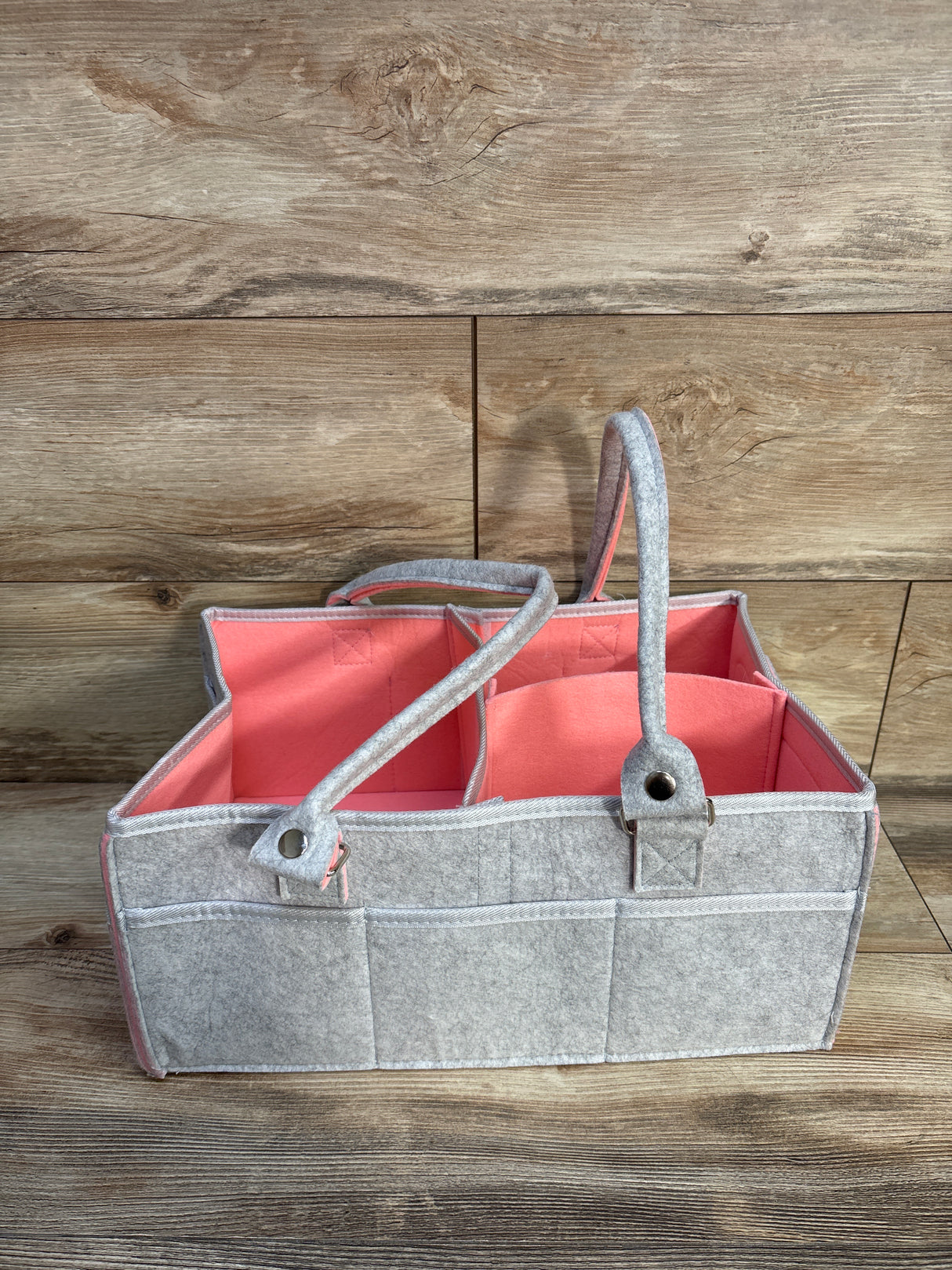 Mr. Pen Felt Diaper Caddy Organizer, Grey/Pink