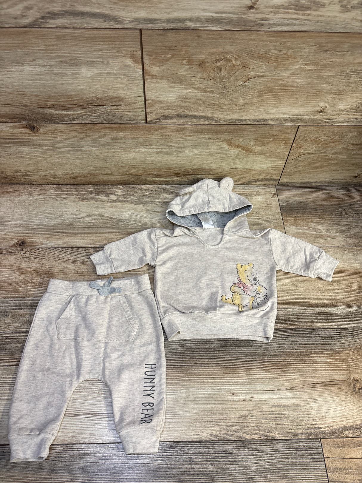 Disney Baby 2pc Winnie The Pooh Hooded Shirt & Bottoms Set Beige sz 3/6m