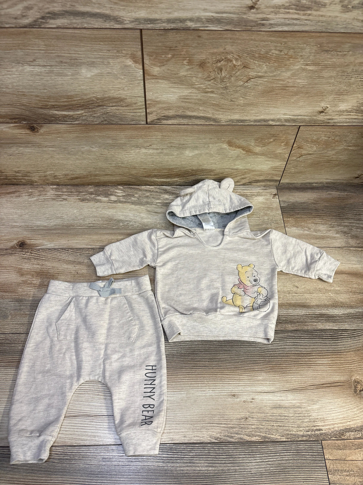 Disney Baby 2pc Winnie The Pooh Hooded Shirt & Bottoms Set Beige sz 3/6m