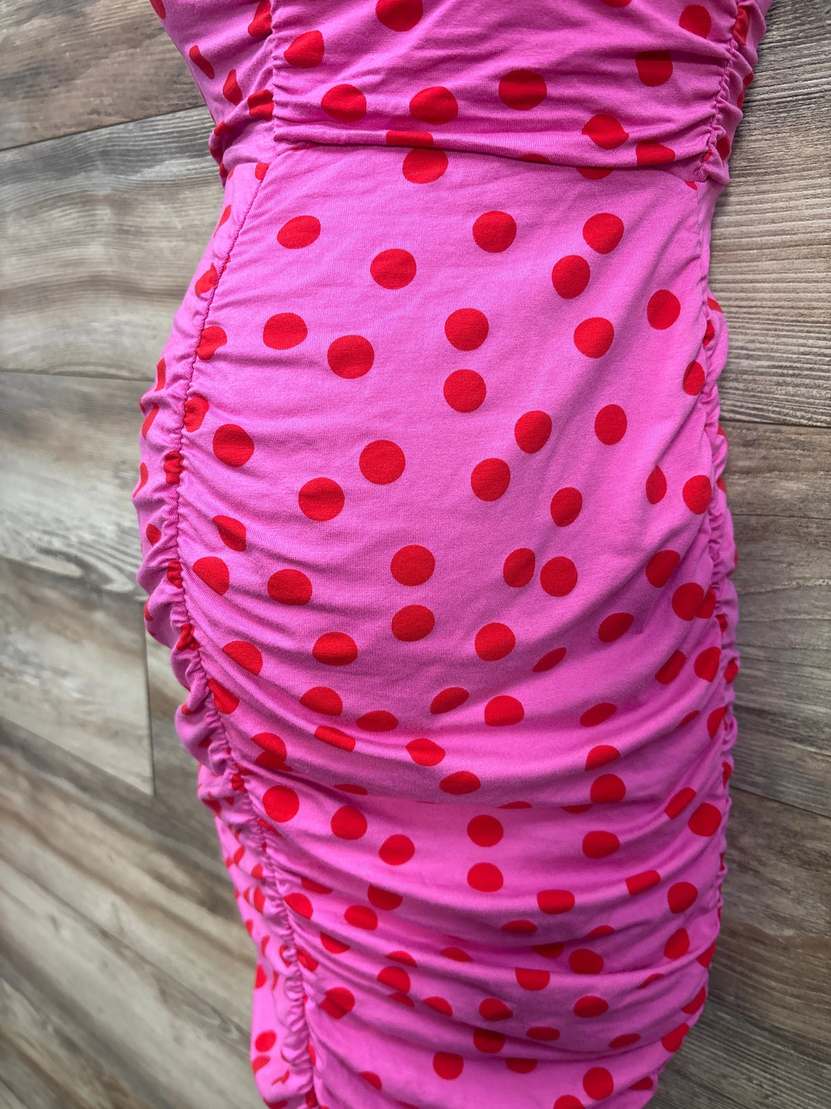 Asos Design Maternity Polka Dot Ruched Shirt Pink sz Small - Me n Mommy To Be