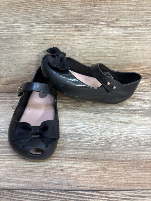 Mini Melissa 'Ultragirl Bow' Jelly Flat Black sz 8 - Me n Mommy To Be