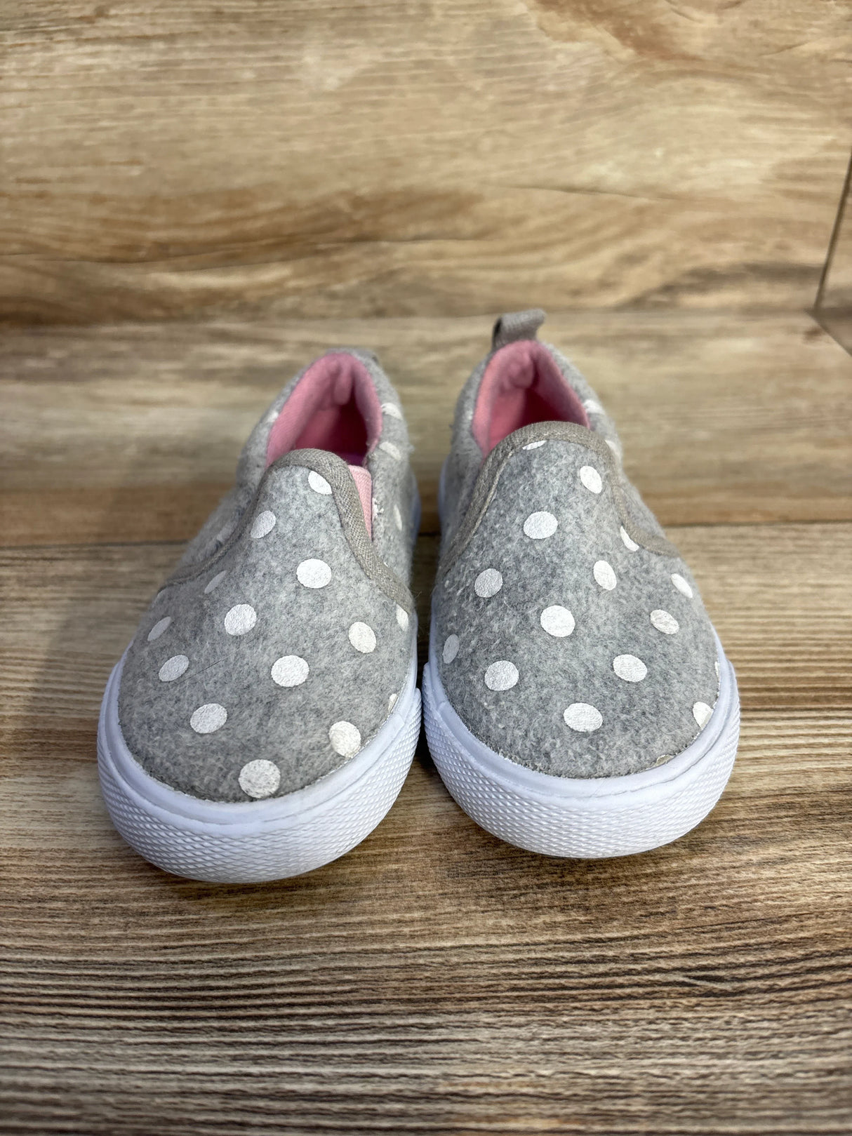 Cat & Jack Alexus Slip-On Sneakers, Grey Polka Dot sz 6c