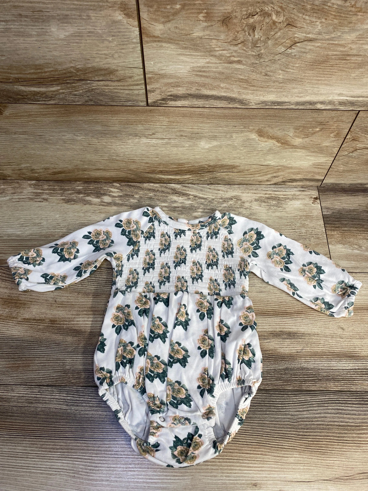 Kate Quinn Floral Smocked Bubble Romper sz 12-18m