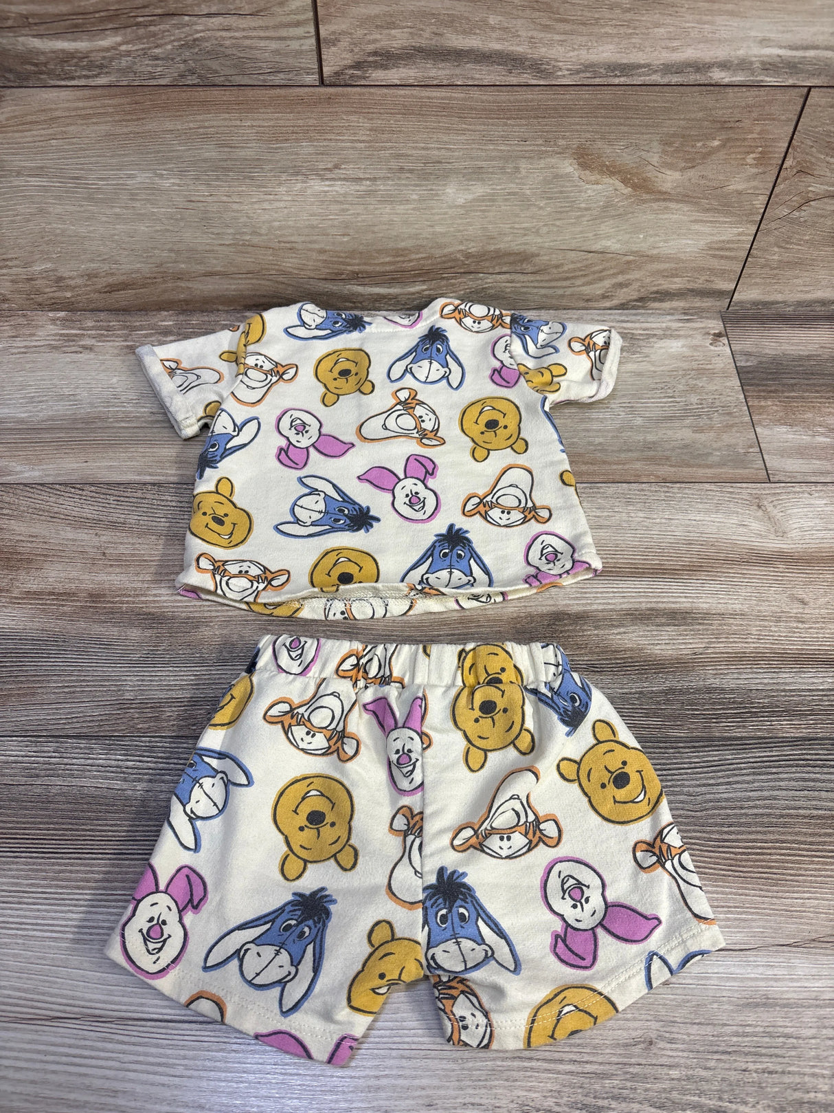 Disney Baby 2pc Winnie The Pooh Henley Shirt & Shorts Yellow sz 6-12m