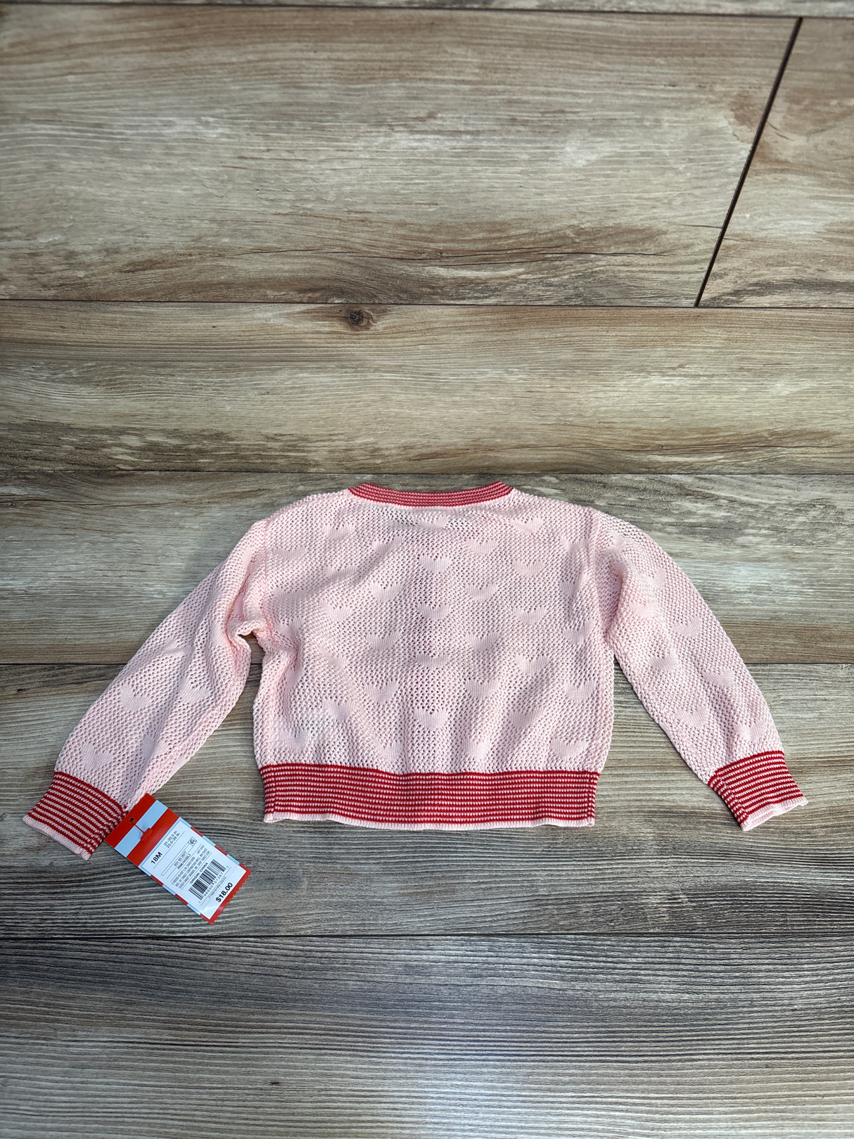 NEW Cat & Jack Heart Print Button Front Cardigan Pink sz 18m