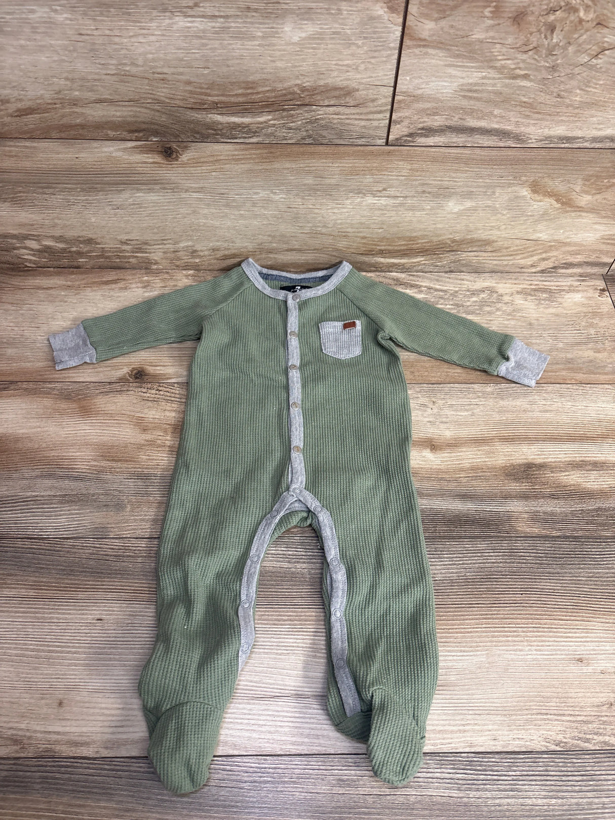 7 For All Mankind Waffle Knit Coverall Olive sz 6-9m